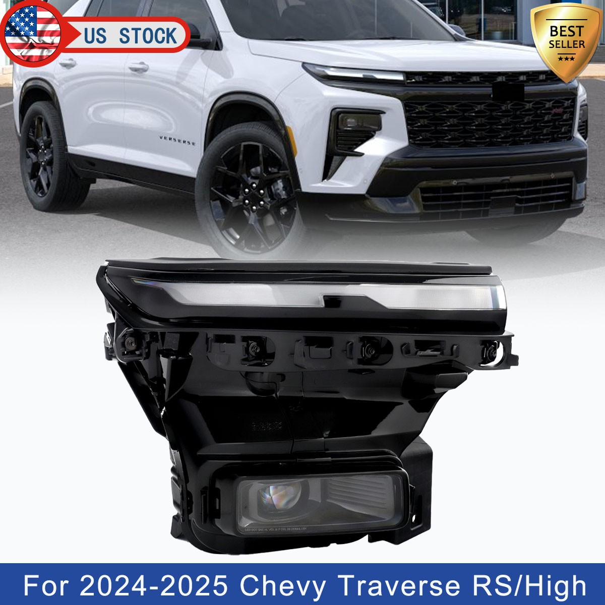 LED Headlight Right Passenger Side For 2024-25 Chevy Traverse RS With Animation LED Headlight Right Passenger Side For 2024-25 Chevy Traverse RS With Animation