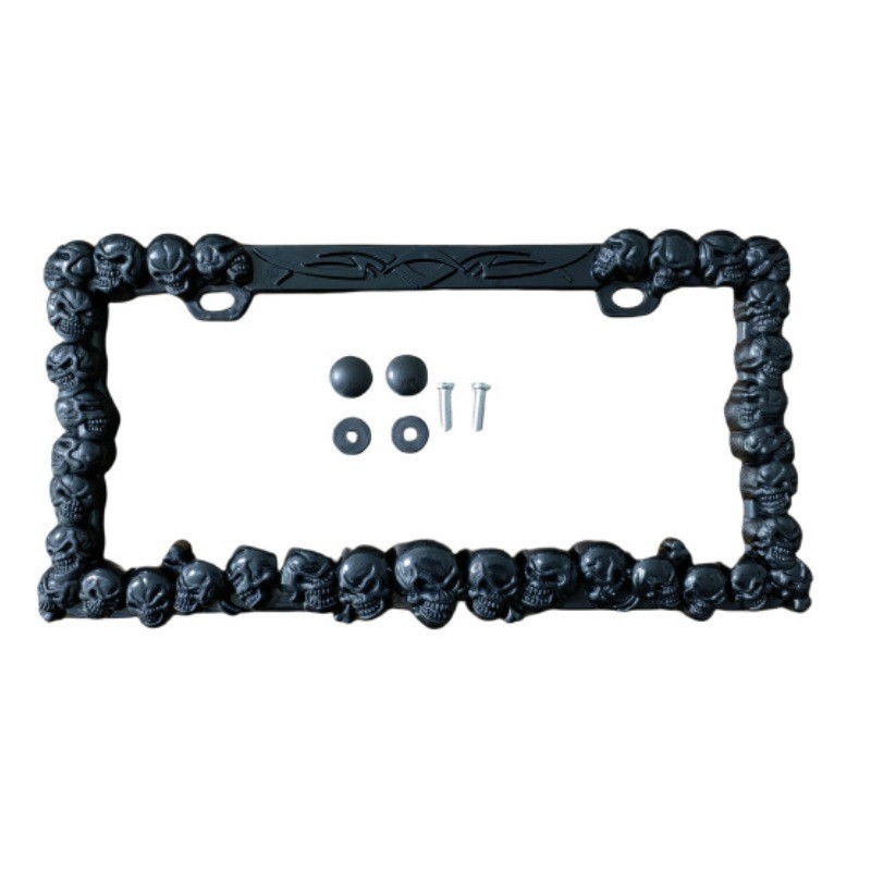 Universal Black Skull Skeleton License Plate Frame Holder for Cars Truck SUV