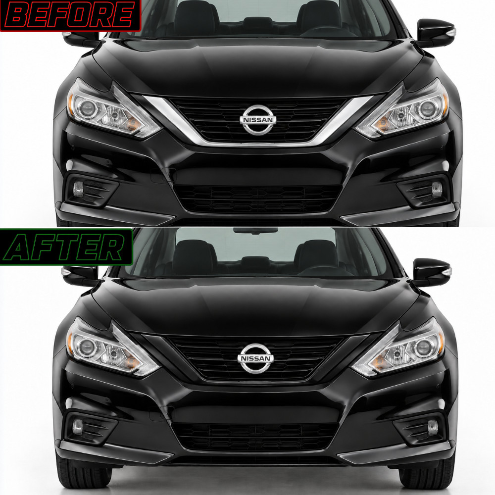 CHROME DELETE BLACKOUT VYNIL OVERLAY FOR 2016-2018 NISSAN ALTIMA GRILLE TRIM