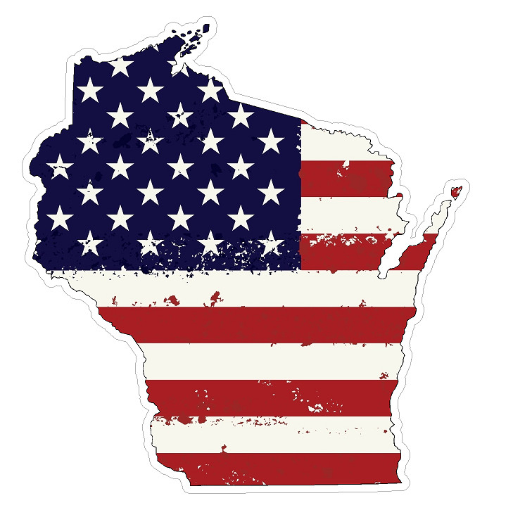 Wisconsin State (J49) USA Flag Distressed Vinyl Decal Sticker Car/Truck Laptop Wisconsin State (J49) USA Flag Distressed Vinyl Decal Sticker Car/Truck Laptop