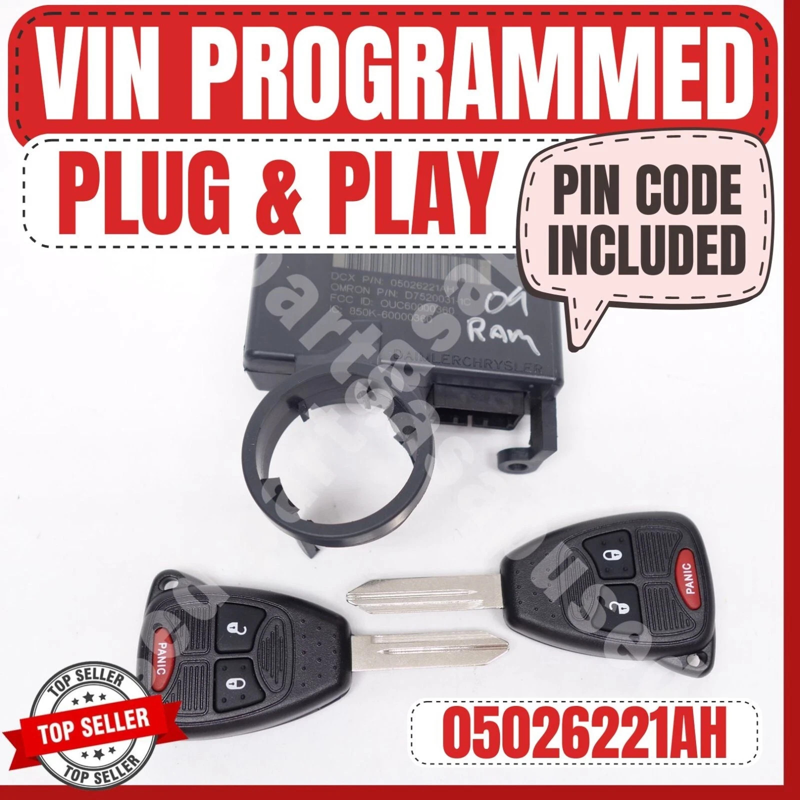 2007-2008 Dodge Ram Immobilizer 05026221AL VIN Programmed Plug & Play..