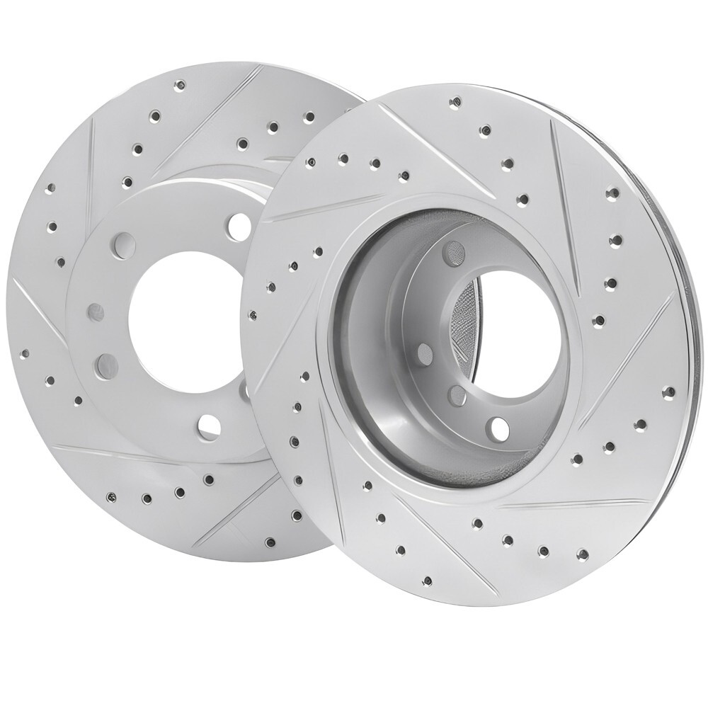 Front Right & Front Left Drilled-Slotted Disc Brake Rotors For BMW 525I 95-89 Front Right & Front Left Drilled-Slotted Disc Brake Rotors For BMW 525I 95-89