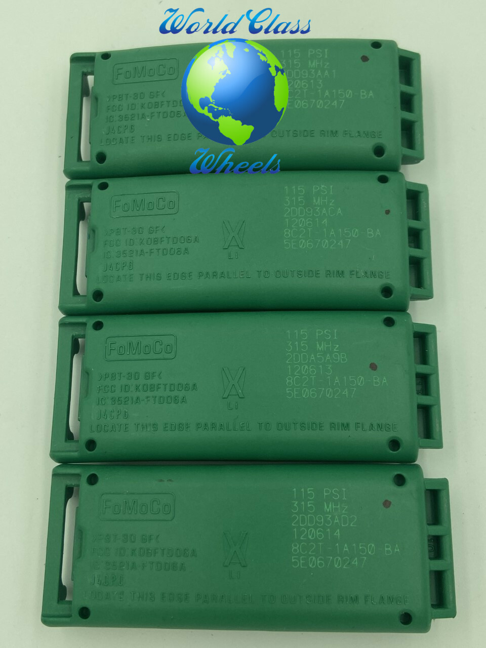 SET (4) * BRAND NEW* FORD SUPER DUTY OEM GREEN HI- PRESSURE TPMS SENSORS ONLY