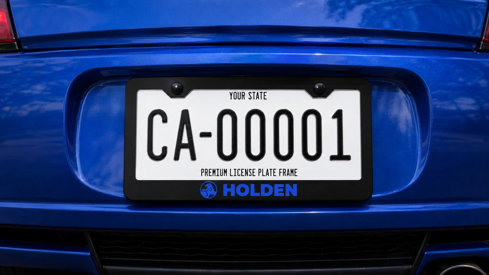 Blue Holden Premium Black Metal License Plate Frame Chevy SS & Pontiac
