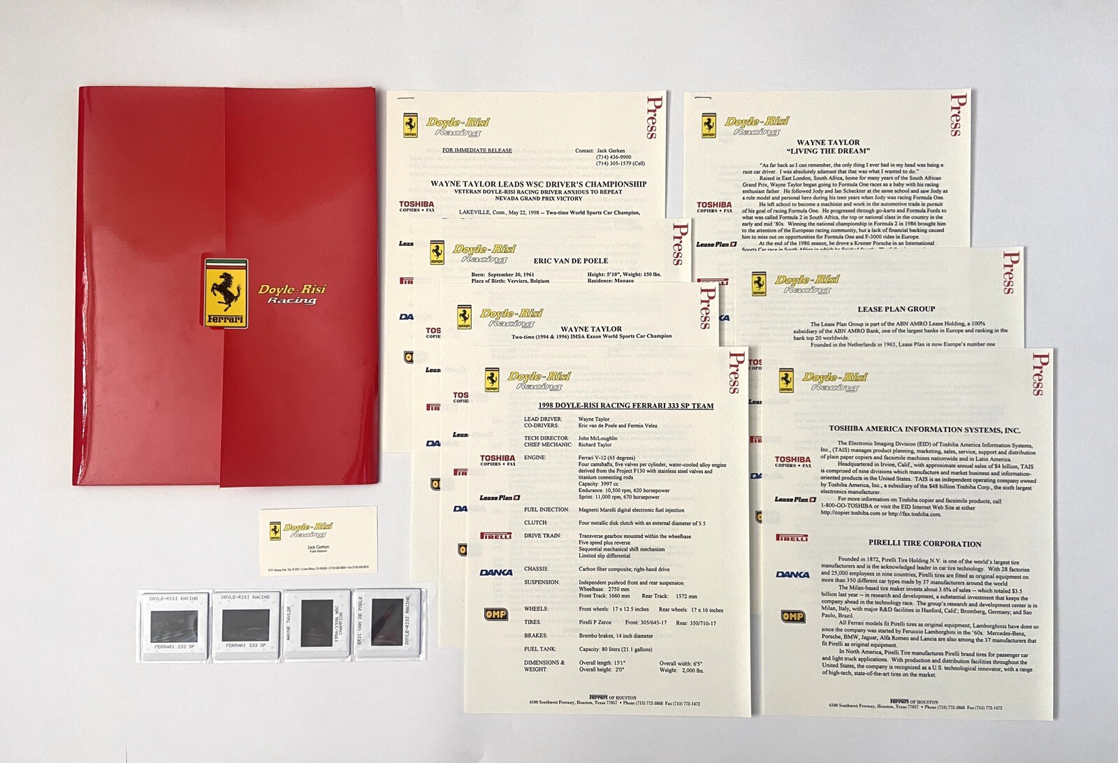 FERRARI 333SP DOYLE-RISI MICHELOTTO PRESS FOLDER | RACING TEAM | BROCHURE 1998