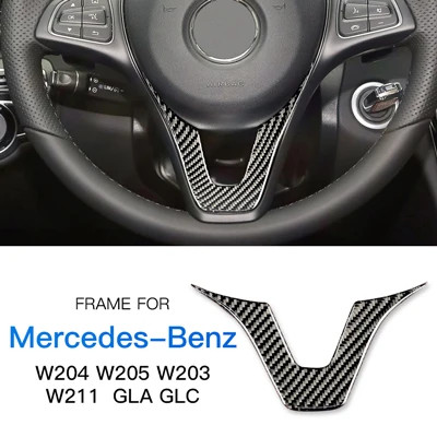 Carbon Fiber Steering Wheel Trim Sticker For Mercedes Benz