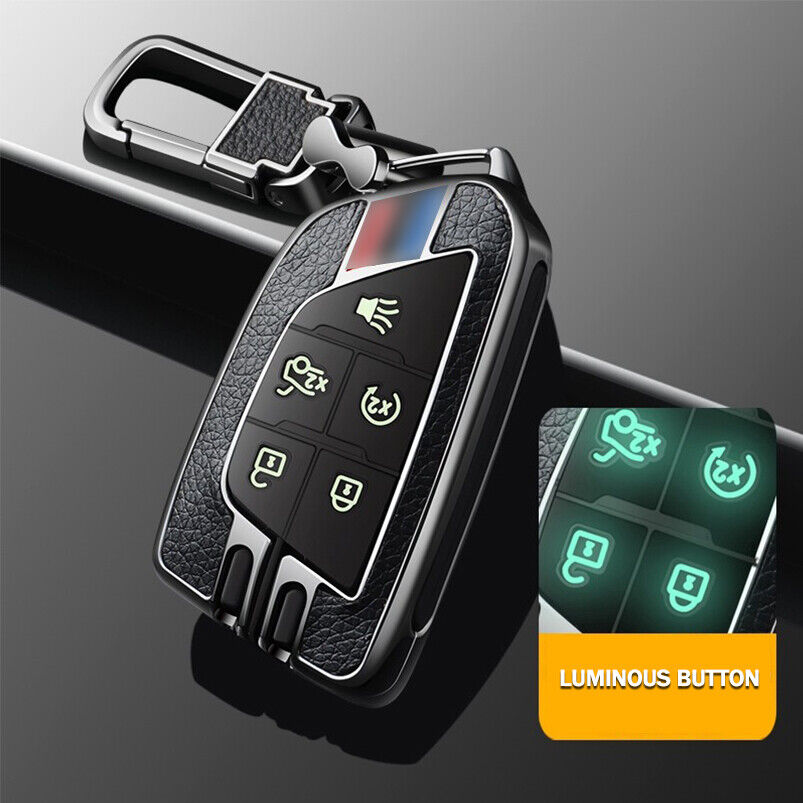 Metal+Leather Luminous Car Key Fob Case Cover For Cadillac CT4 CT5 Accessories
