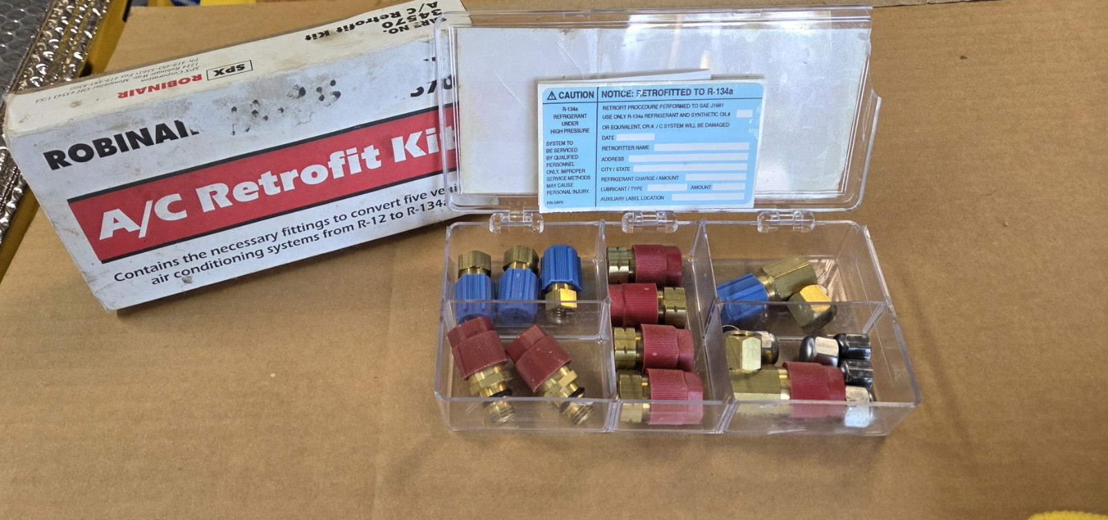 A/C Retrofit Adapter Box Assortment Convert R-12 to R-134A ROBINAIR Part#34570