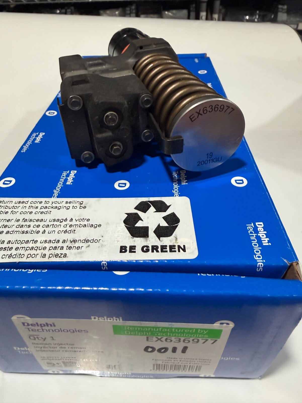 DELPHI EX636977 FUEL INJECTOR - REMAN BY DELPHI - CORE INCLUDED - SOLD AS IS.