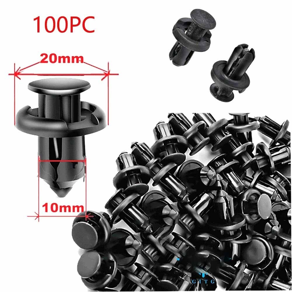 ✅️100X 10mm Bumper Clips Auto Car Hole Plastic Rivets Fastener Fender Push Pin