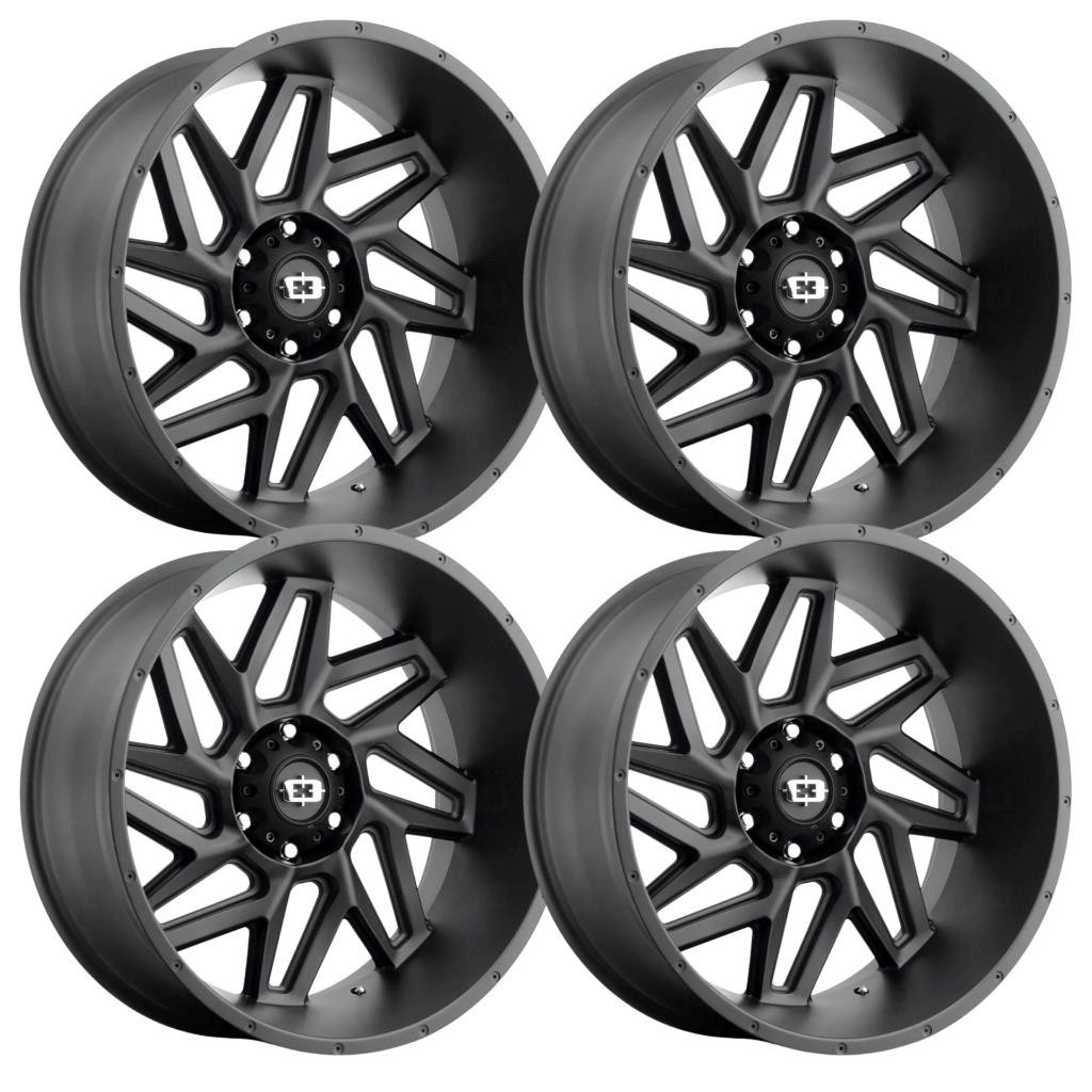 (Set-4) Vision Offroad 361 Spyder 22x10 6x135 -19mm Satin Black Wheels 22 inch