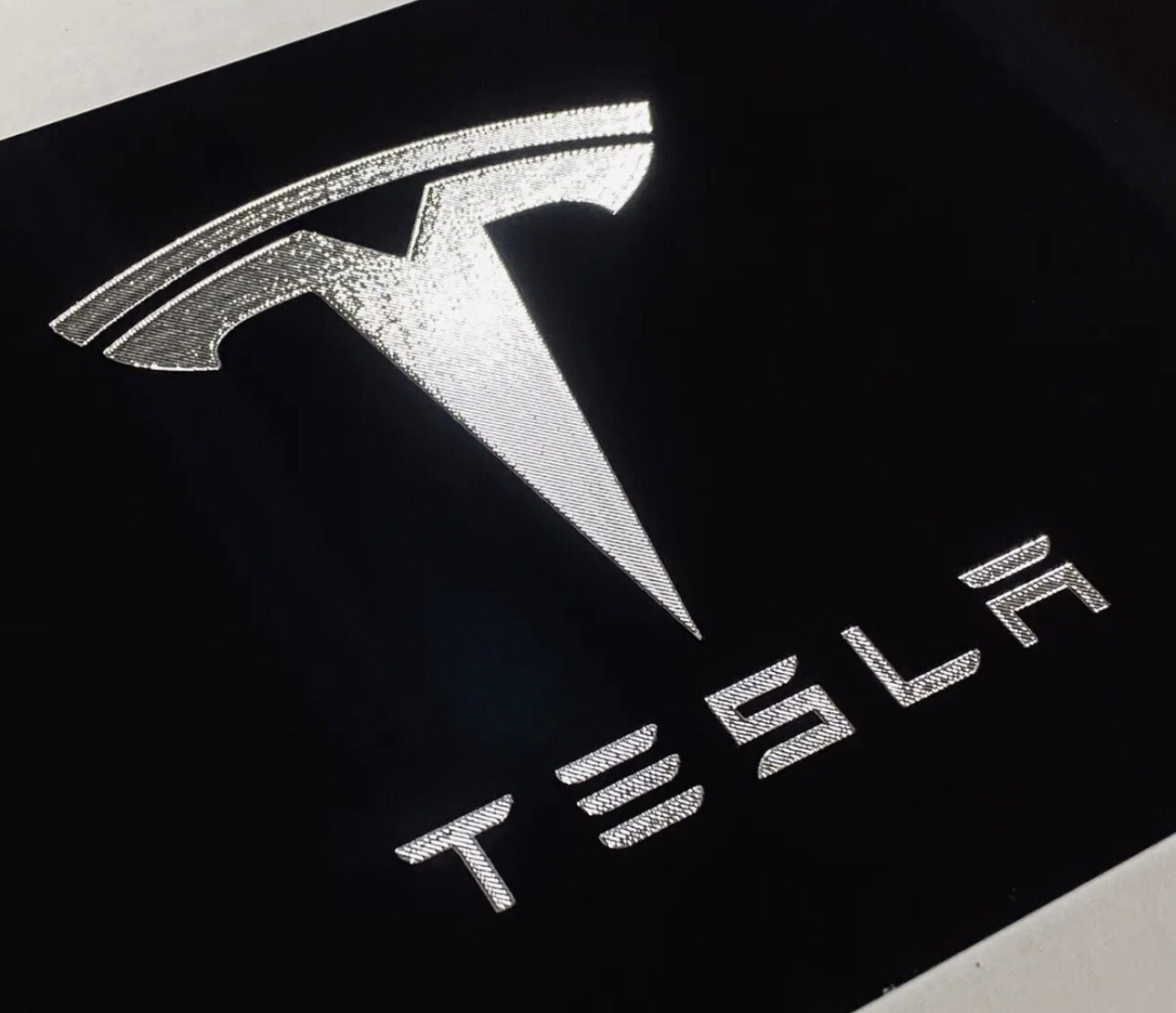 True Engraved Tesla Car Tag Diamond Etched Front Vanity Black License Plate