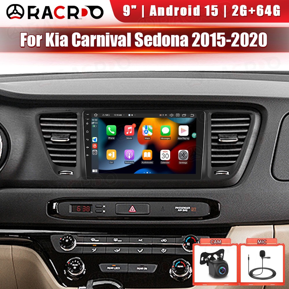 2+64GB For Kia Carnival Sedona 2015-2020 Car Stereo Radio Android 15 GPS Navi BT
