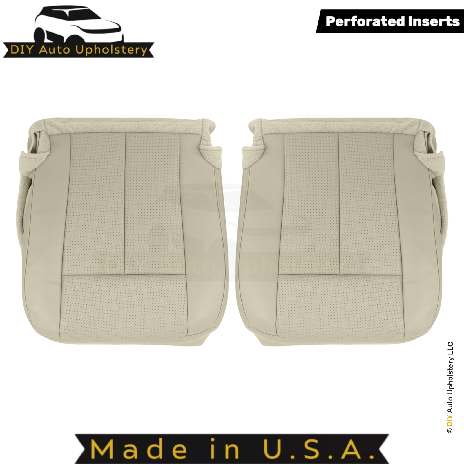 2015-2017 For Ford Expedition Leatherette Perf Front Bottom Seat Covers Dune