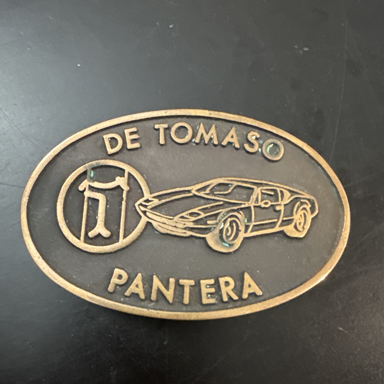Very rare original DeTomaso Pantera all brass belt buckle vintage exotic car Very rare original DeTomaso Pantera all brass belt buckle vintage exotic car