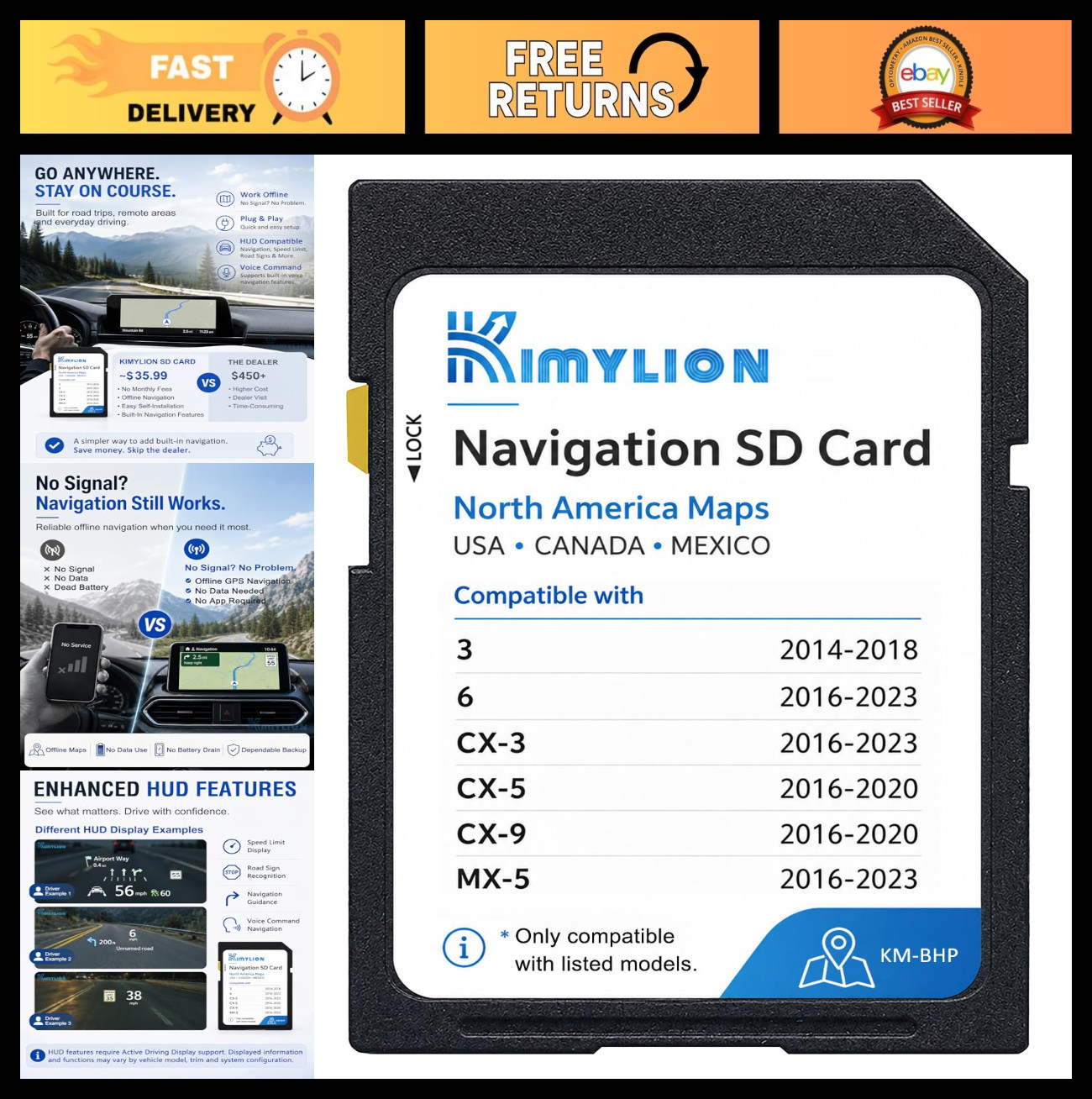 Mazda Navigation SD Card BHP166EZ1U - Offline Maps, HUD Support, GPS Upgrade