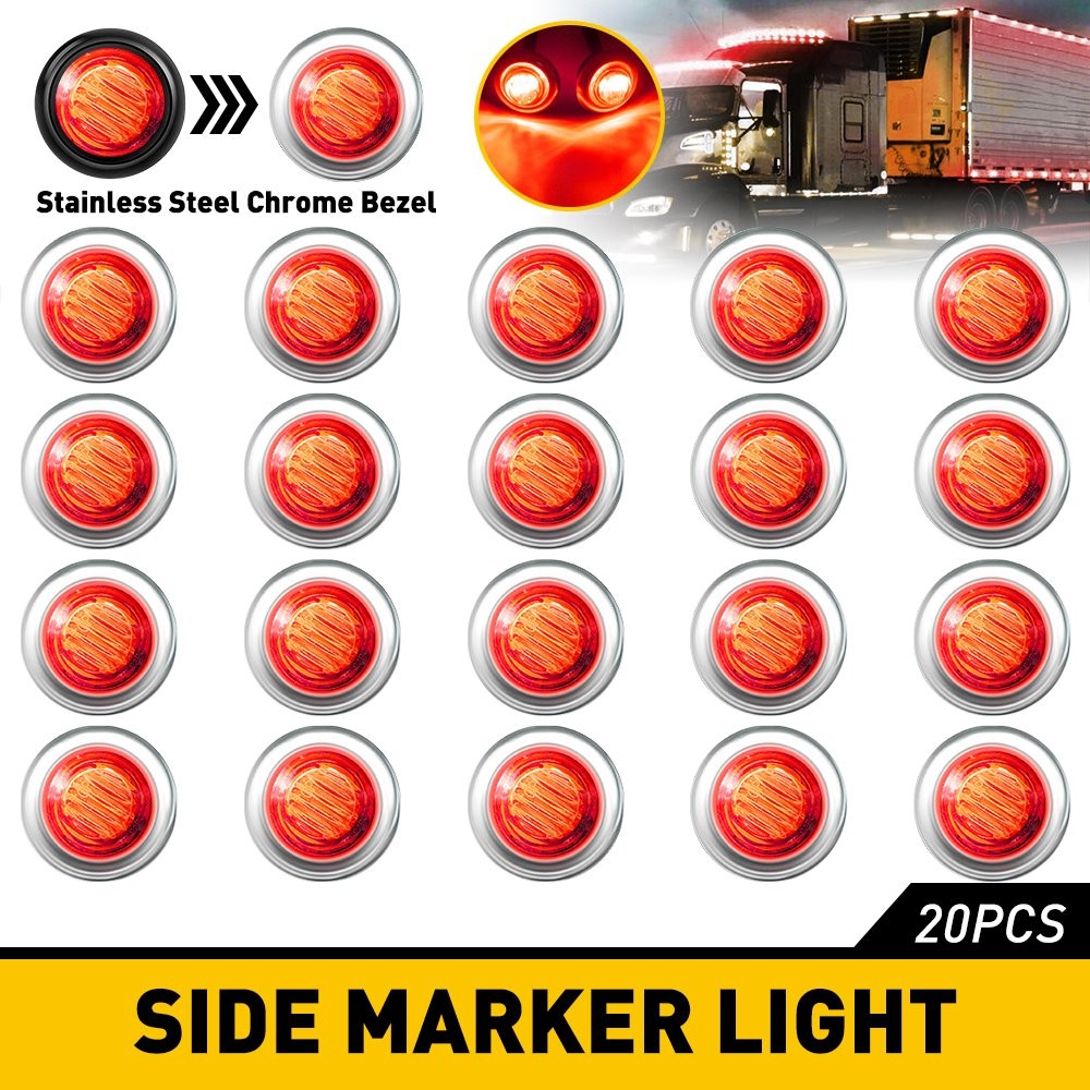 20/40/100pcs 3/4\\Round LED Bullet Clearance Side Marker Light Fit Truck Trailer\