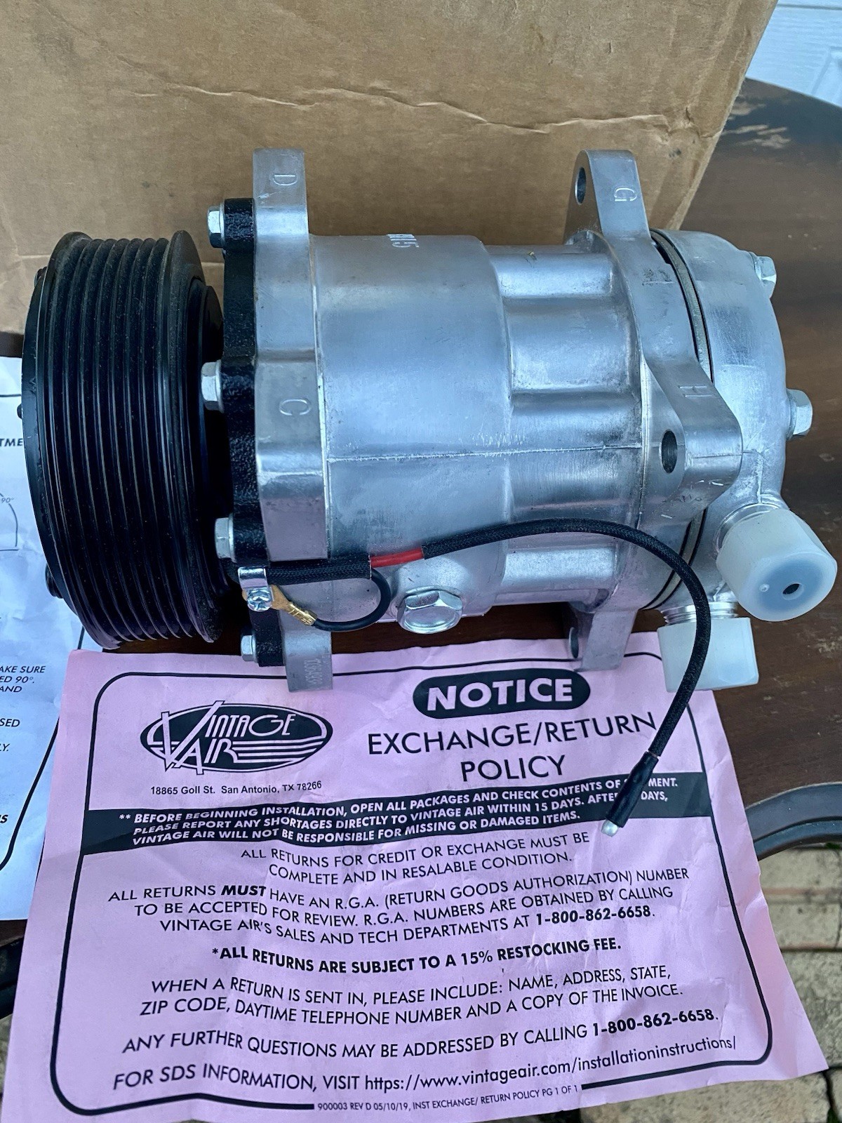 OEM Vintage Air QP7H15 AC Compressor Heavy Duty R-134A For Classic Cars