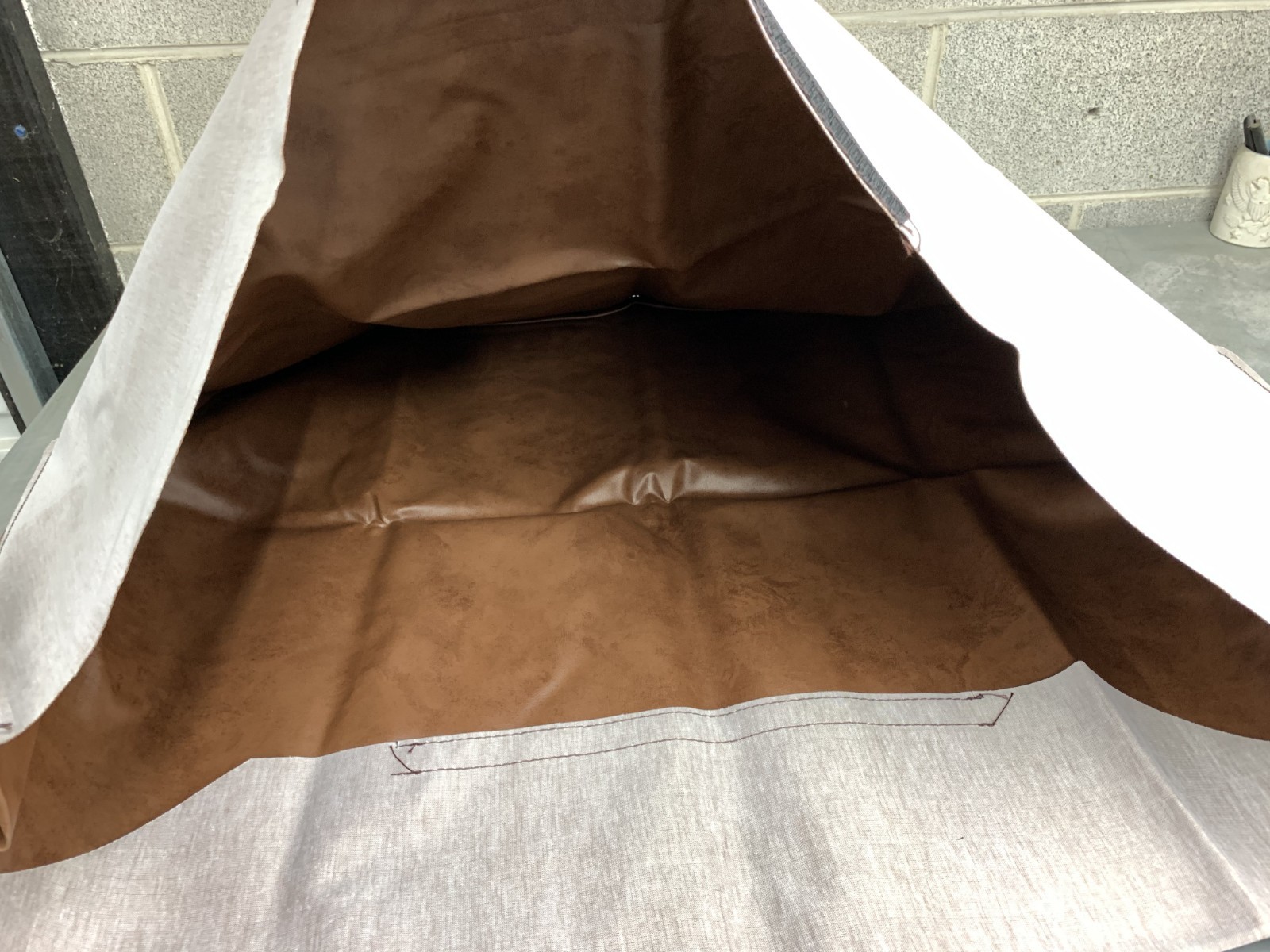 (23093) Thomas Built Bus 1434111B20 High Back Vinyl Seat Cover Velcro Brown 39