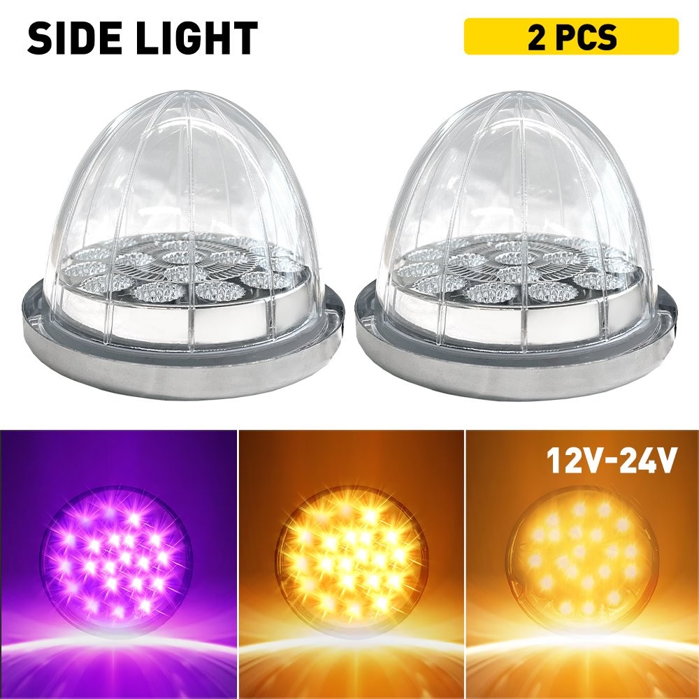 2X Amber Purple Watermelon Lights LED For 12V Semi Truck Trailer Bumper Signal J