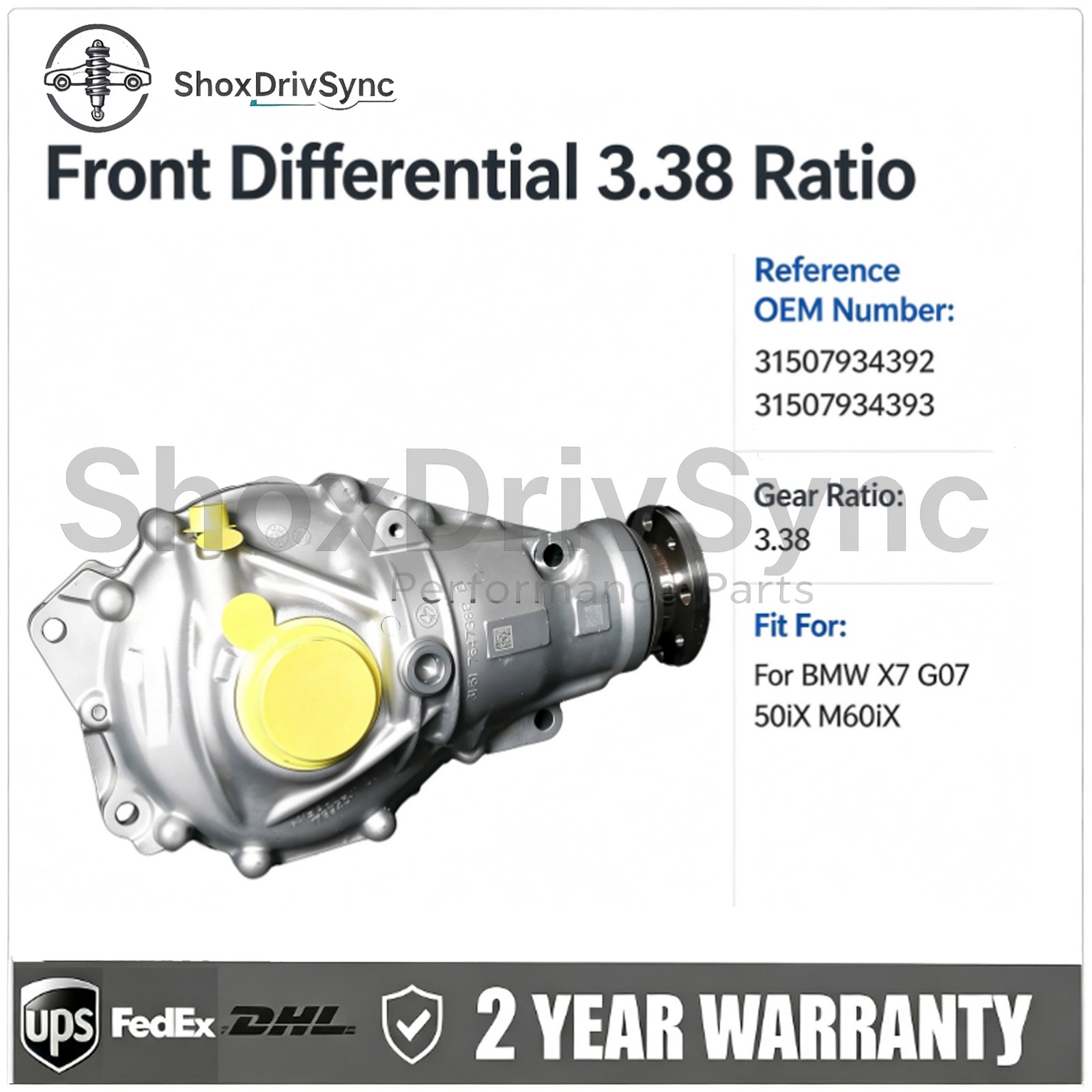 31507934392 3.38 Ratio Differential Front Axle Transmission For BMW X7 M50iX G07