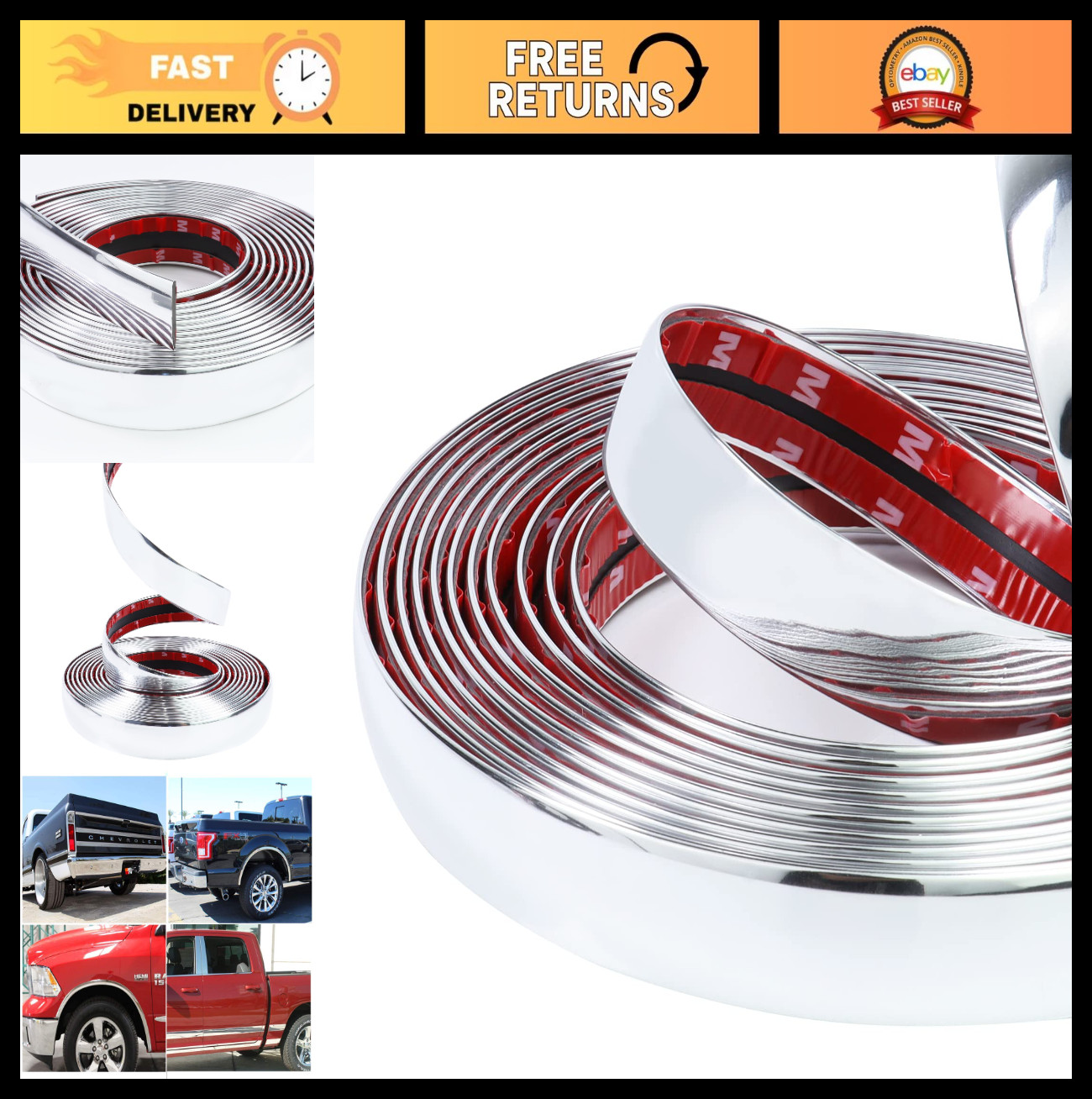 16FT Heavy Duty Chrome Trim Molding 1
