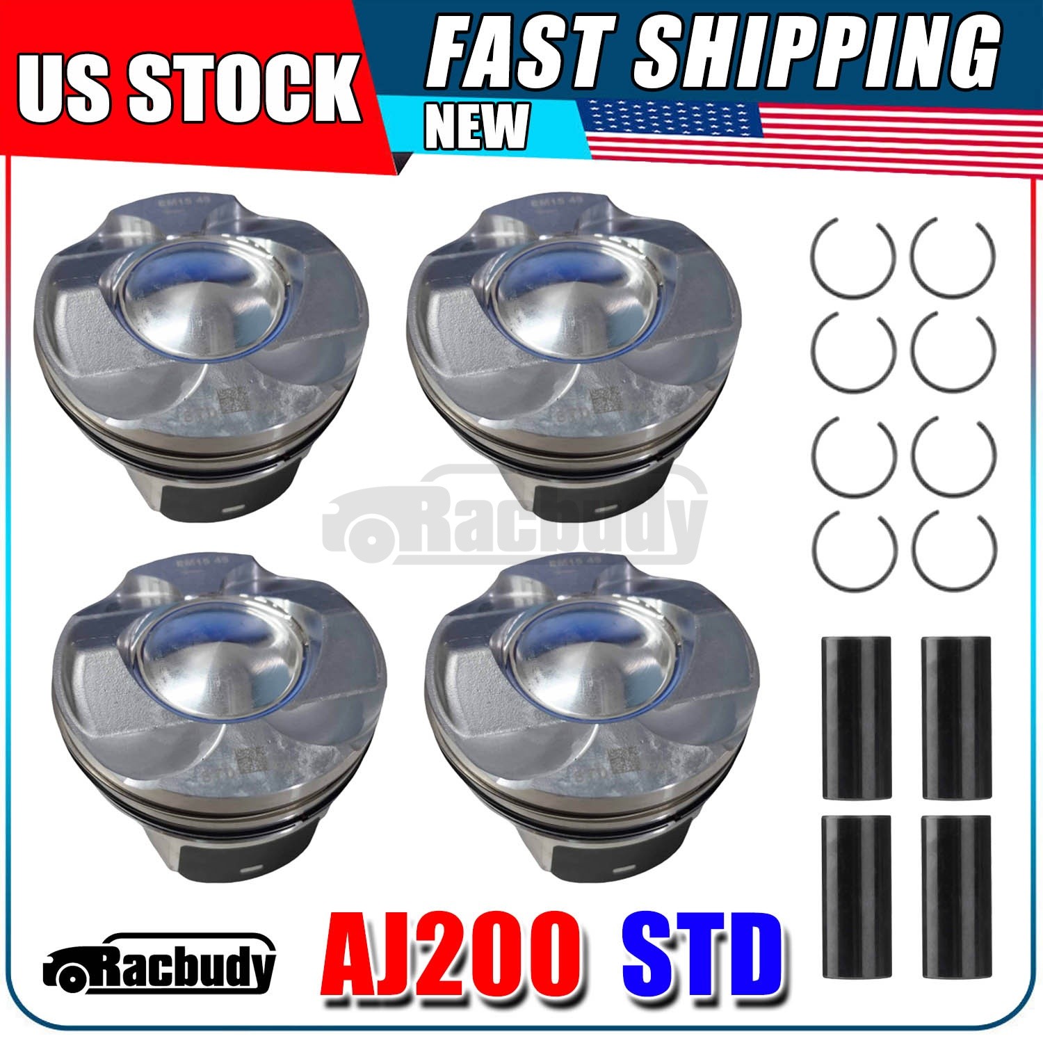 New STD 4Pcs Piston & Ring Set AJ200 PT204 For Land Rover Jaguar 2.0T LR104725