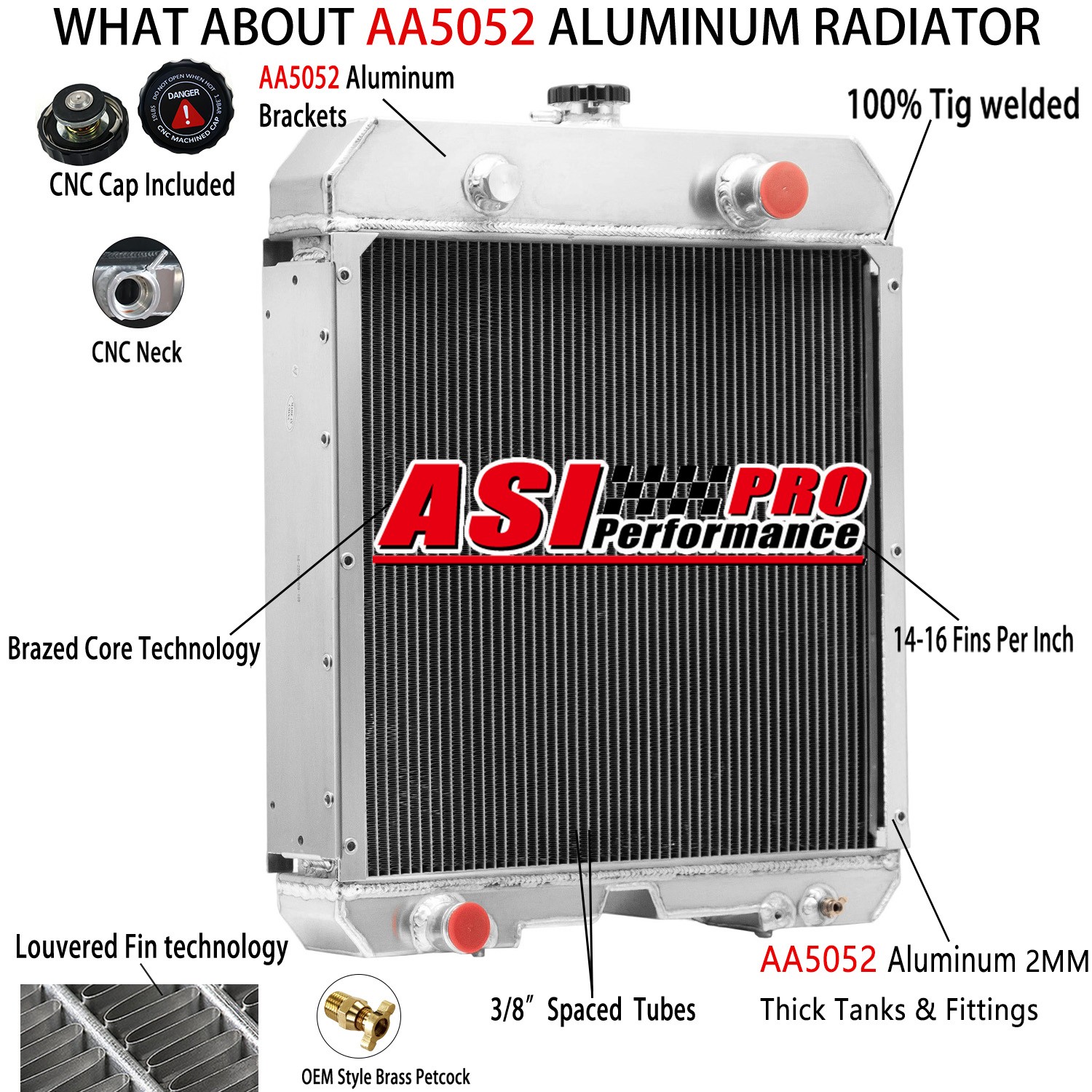 3 Rows All Aluminum Radiator For Perkins 3.1524 D3.152 Engine #2485B275 US STOCK