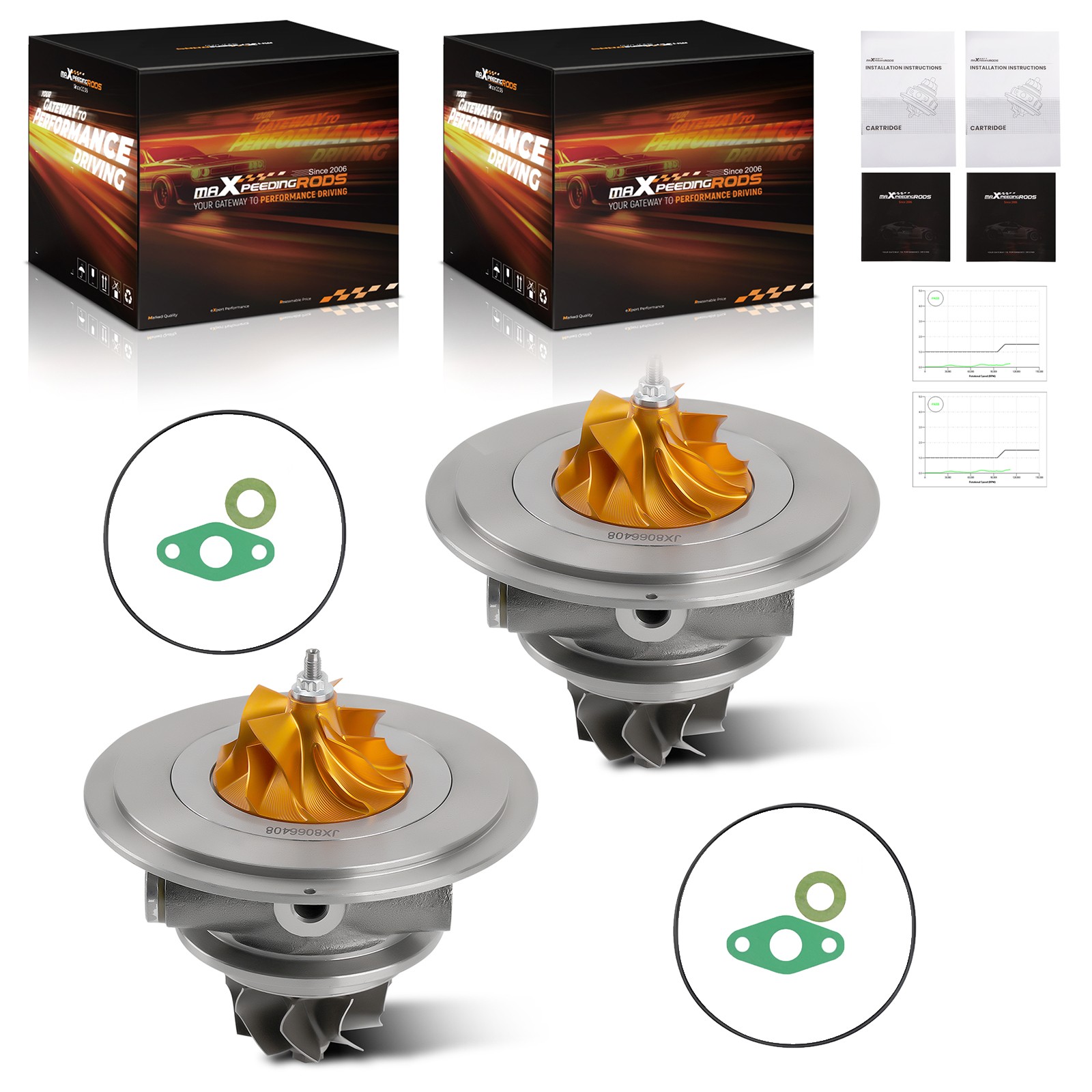Pair Upgrade Billet Turbo CHRA For BMW X6 X5 550i 750i xDrive N63B44 Twin Turbo