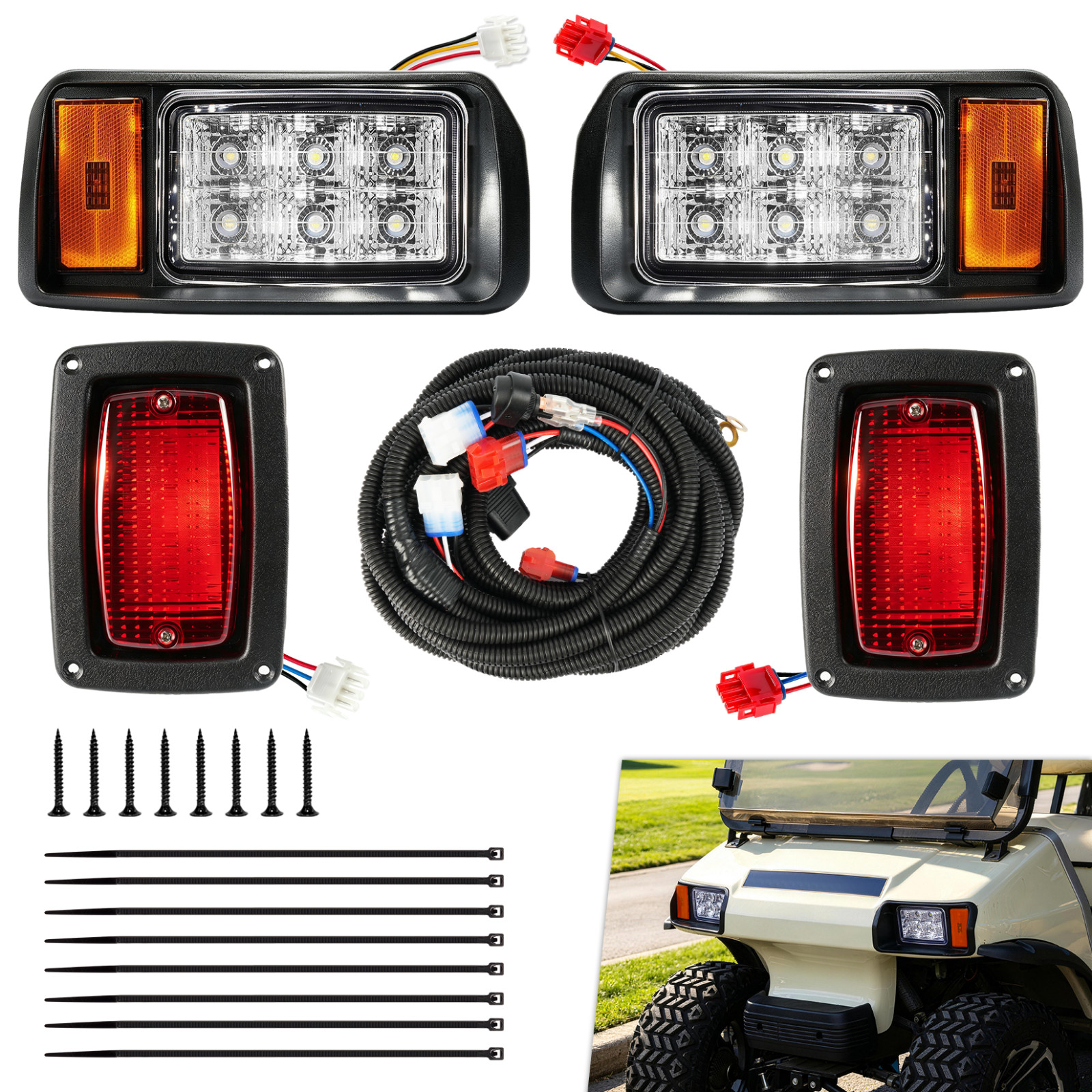 DRIVE UP Factory Style LED Headlight and Taillight Light Kit Fit Club Car DS