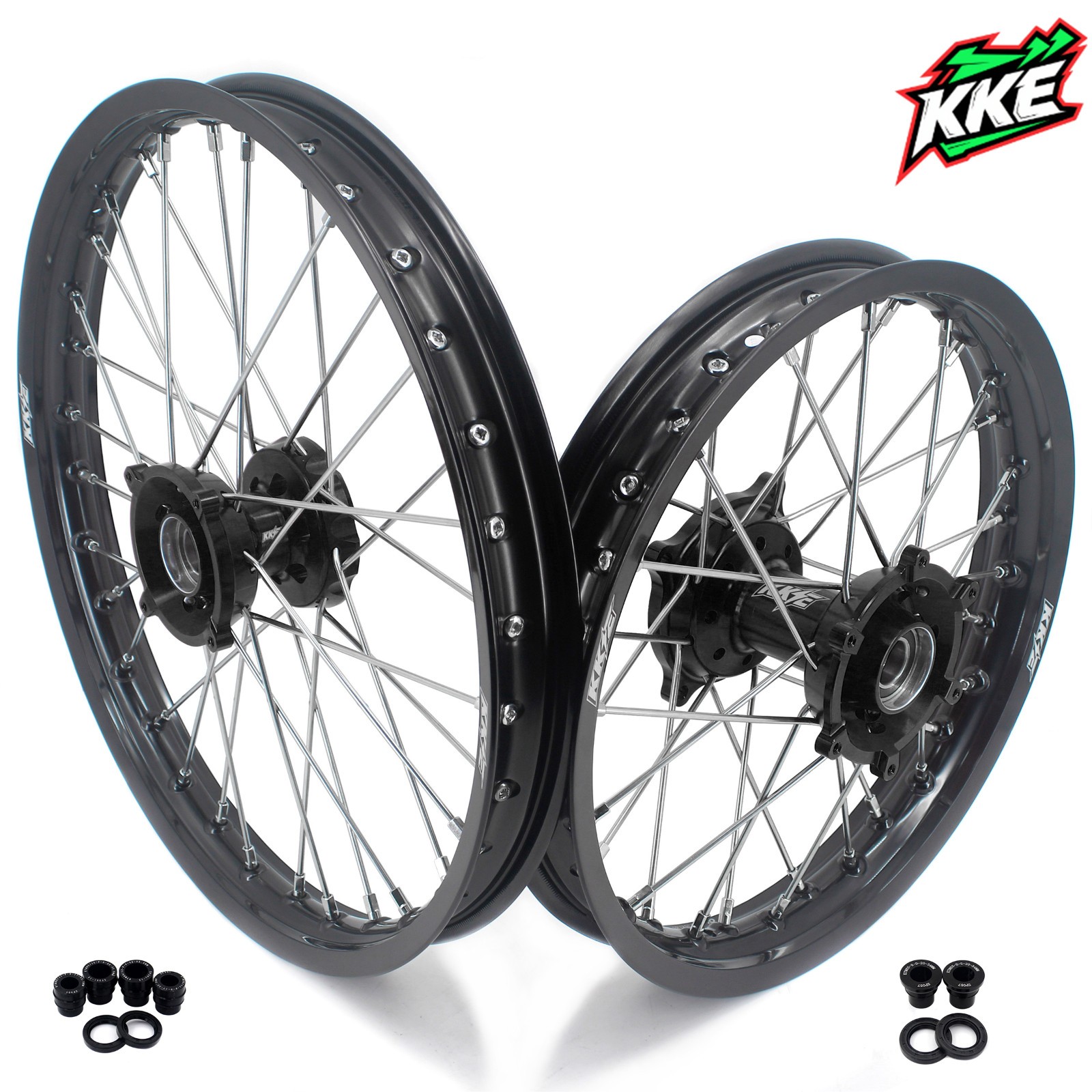 KKE 19/16 Big Wheels fit KTM SX 85 Husqvarna TC85 2021-2024 Kid Rims Black Hubs