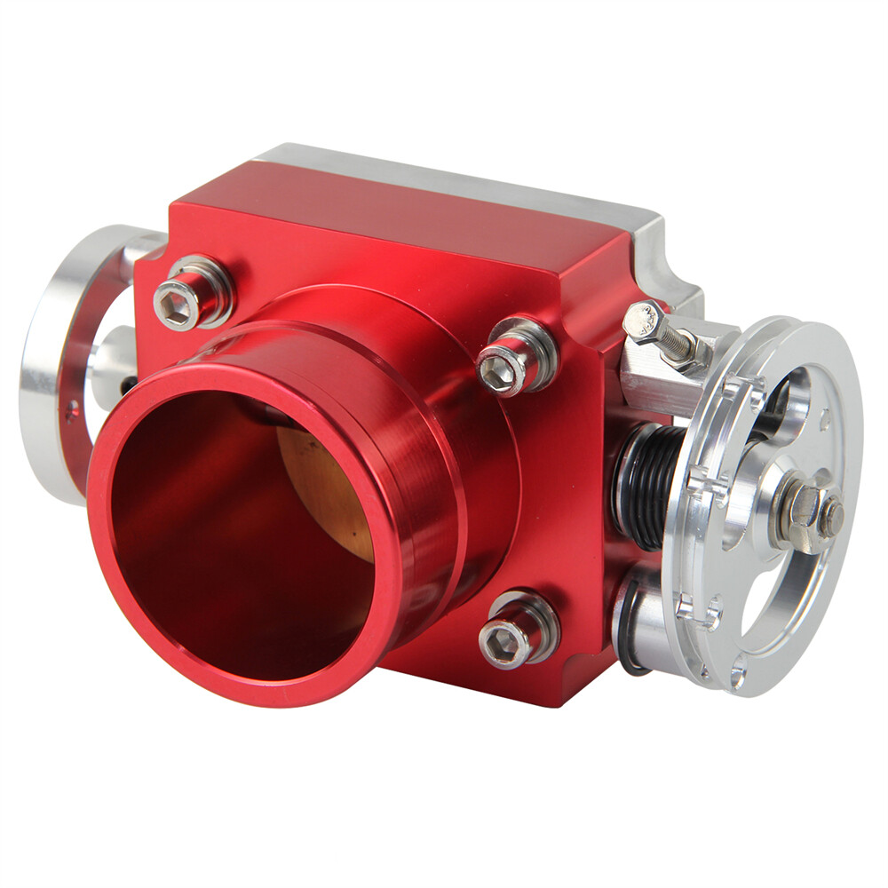 Universal CNC Andiozed Aluminum Red 60mm Bore Throttle Body for VQ35 TPS