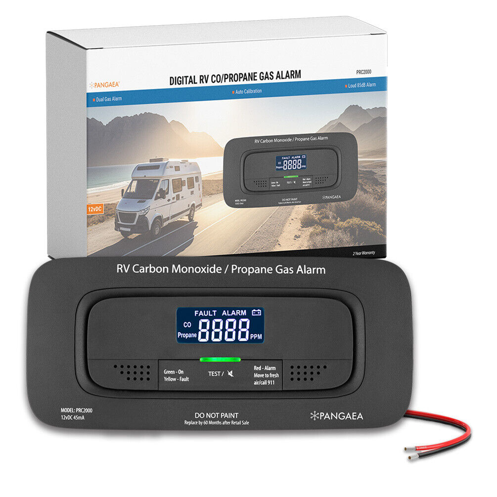 Digital RV Carbon Monoxide & Propane Dual Gas Alarm - Hard-Wired DC 12V, LCD