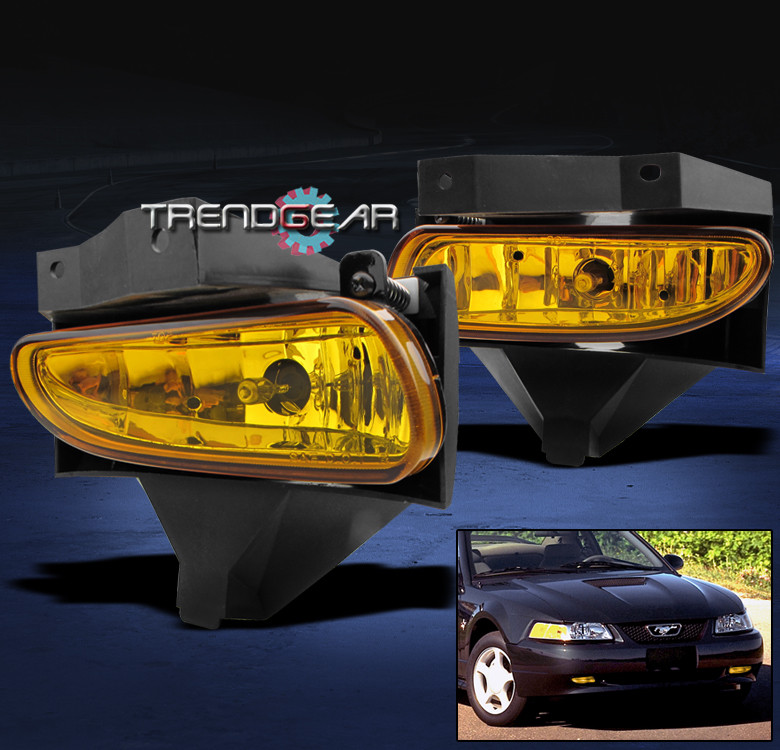 1999-2004 FORD MUSTANG BUMPER FOG LIGHTS YELLOW 2000 2001 2002 2003 GT BULLITT