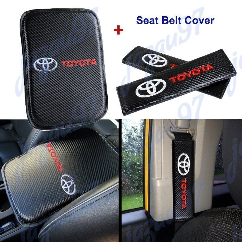 3PCS New Carbon Fiber Car Center Armrest Cushion Mat Pad Cover For TOYOTA Combo