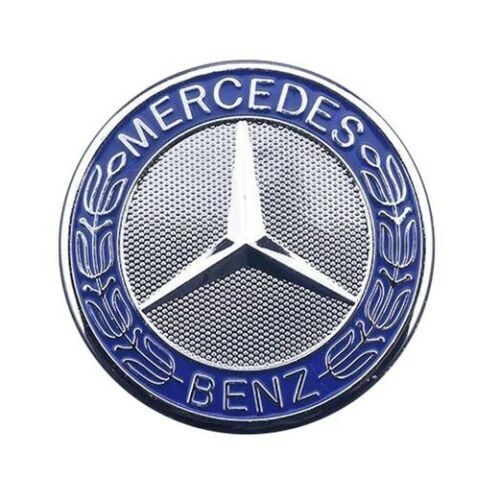 Mercedes Benz  Blue & Silver Flat Front Hood Emblem AMG Badge Logo LAUREL OEM