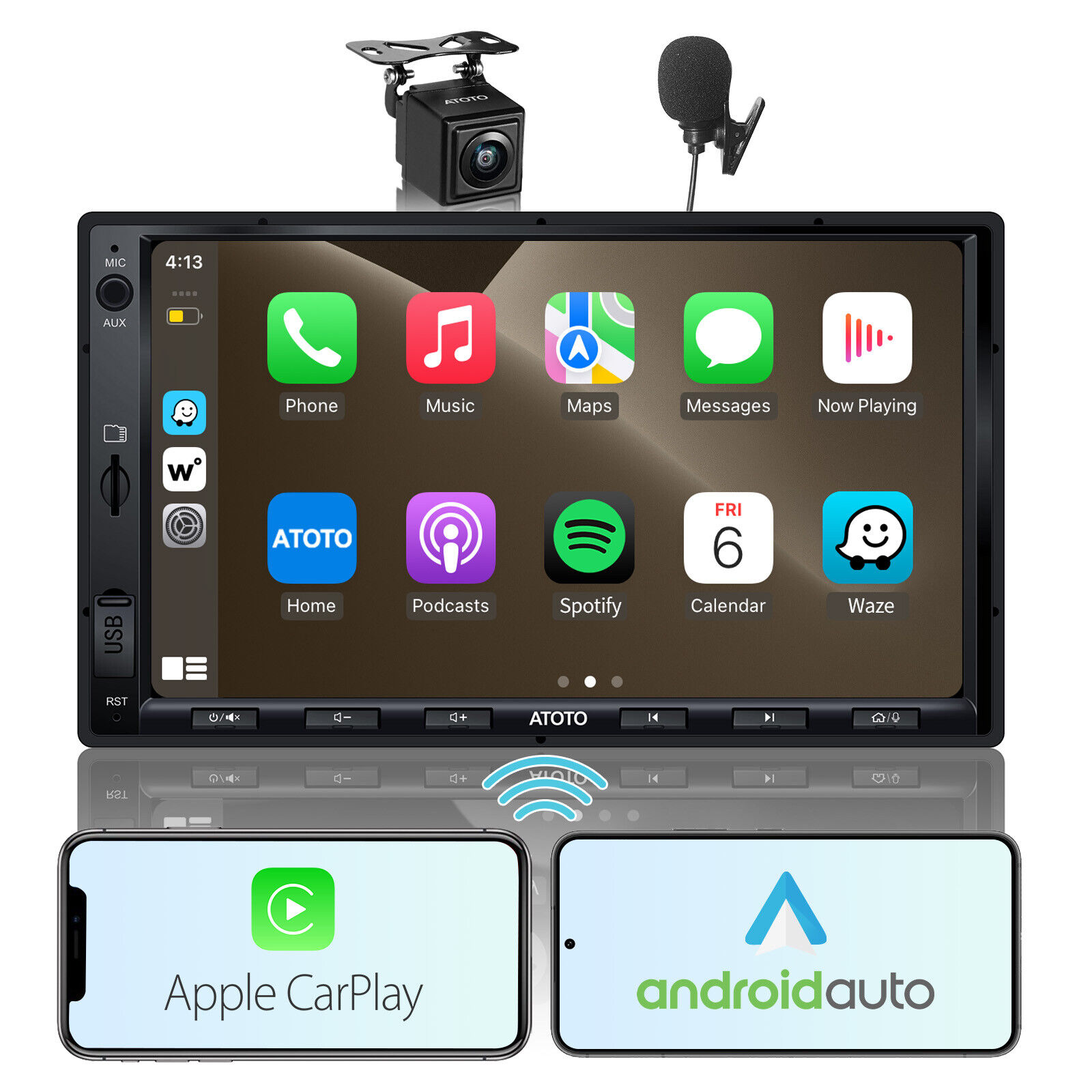 ATOTO F7 WE 2DID Wireless Android Auto &CarPlay Car Stereo w/ HD Rearview Camera