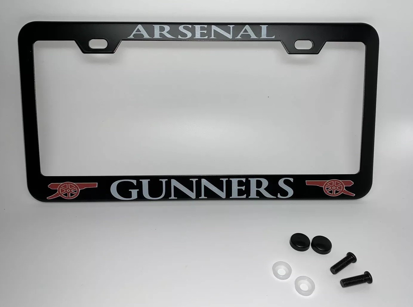 Black ARSENAL The Gunners License Plate Frame Custom Made of Powder Coated Metal
