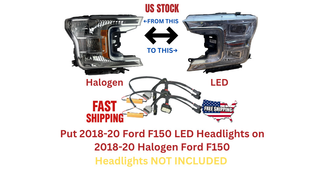 2018 2019 2020 Ford F-150 F150 Halogen To LED Headlight Conversion Harness PNP