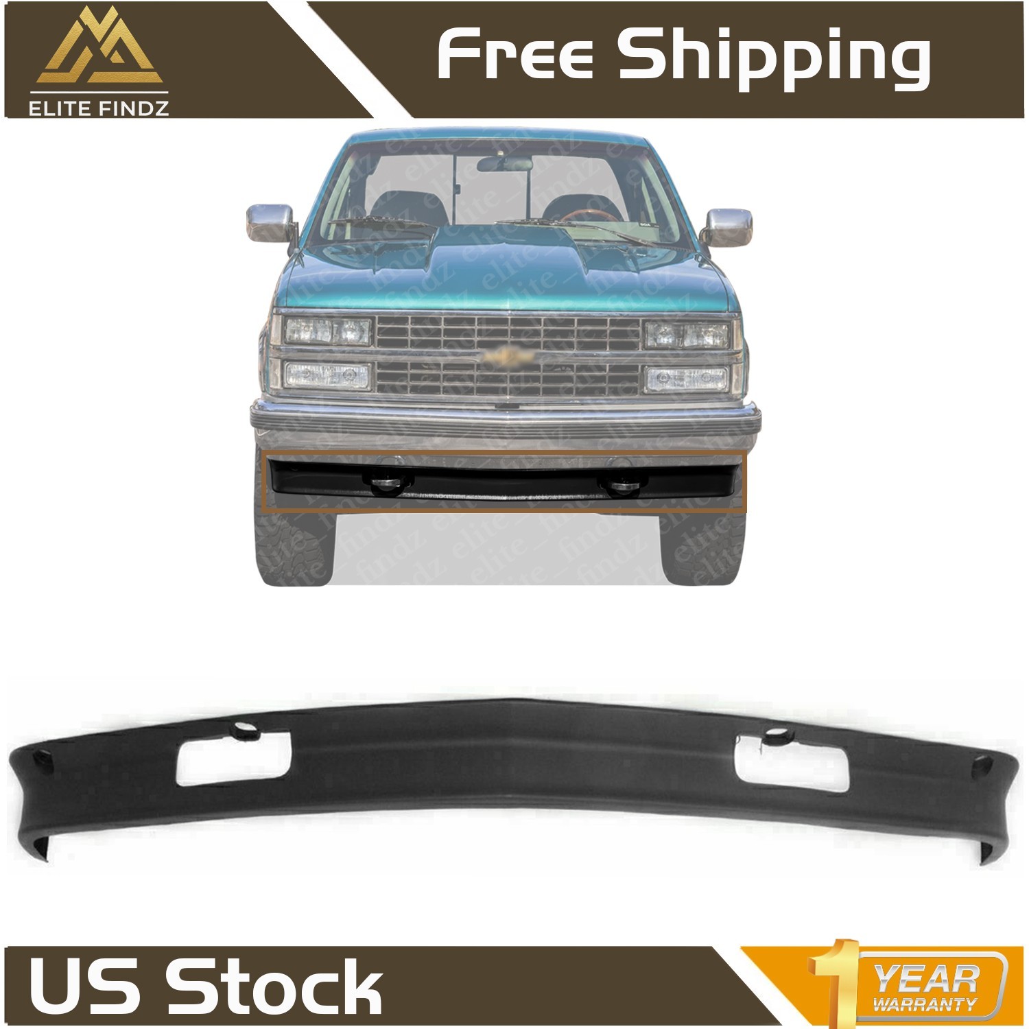 Front Bumper Valance For 1992-1999 GMC C2500 Suburban / 1988-2000 GMC C3500