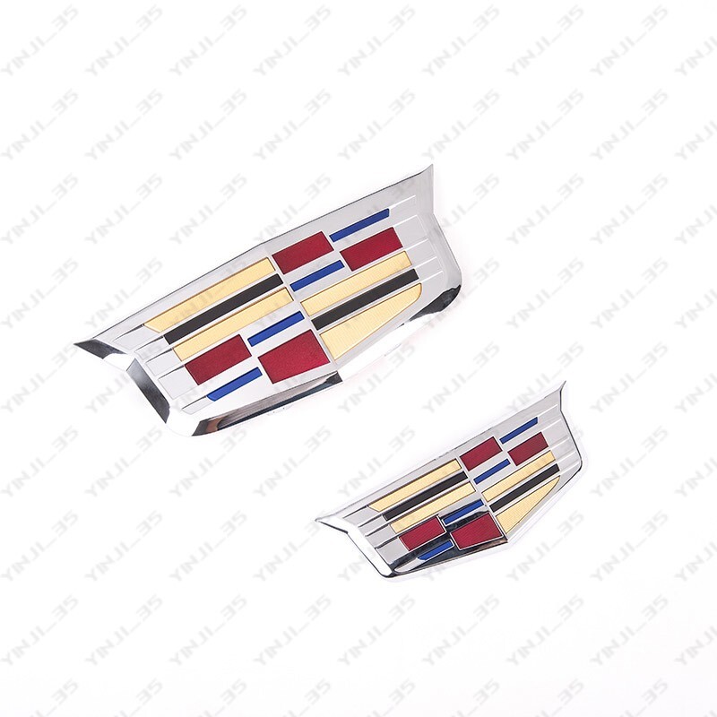 2PCS Silver Color Cadillac Logo Car Front&Rear Badge Emblem for XTS ATS ELR