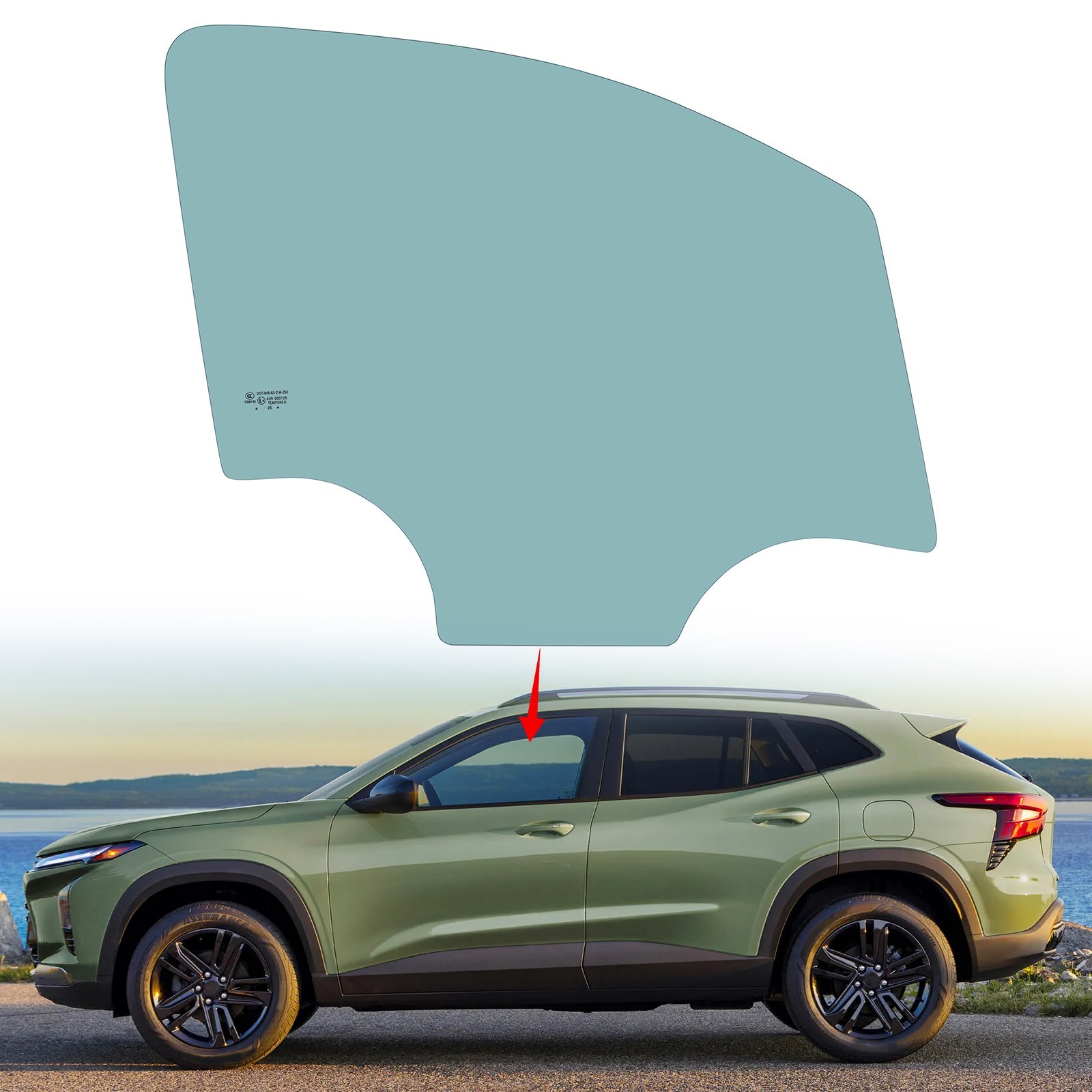 Passenger Side Front Door Window Glass For 2013-2022 Chevrolet Trax Tempered