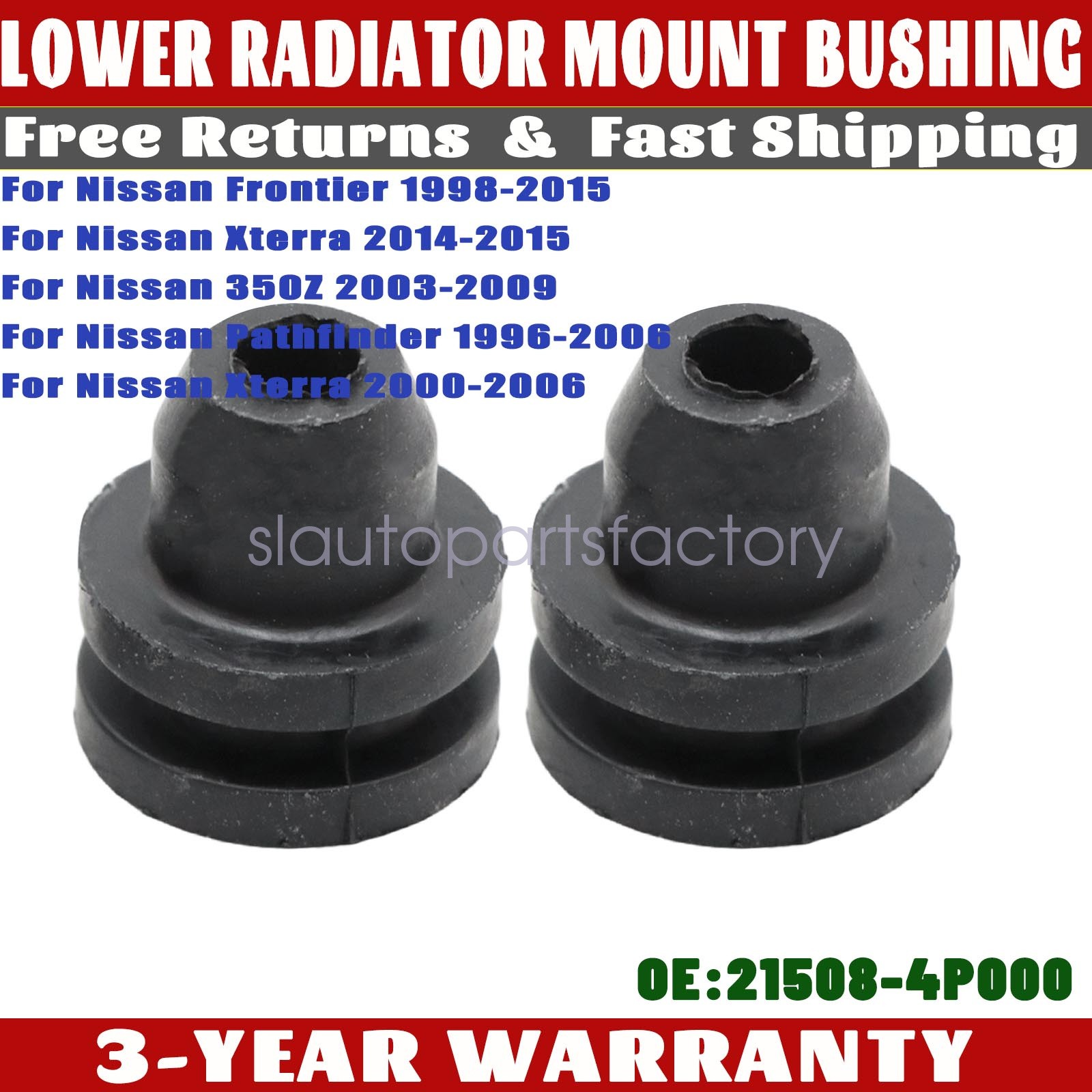 2X Lower Radiator Mount Bushing Fits For Nissan Pathfinder 350Z Xterra Frontier