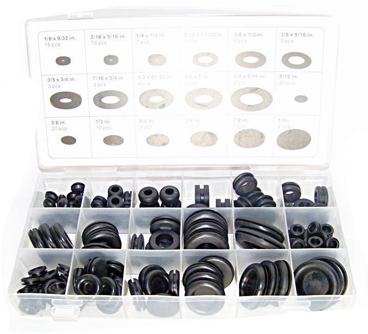 125 Pc Rubber Grommet Firewall Wire Gasket Solid Hole Plug Assortment Set 