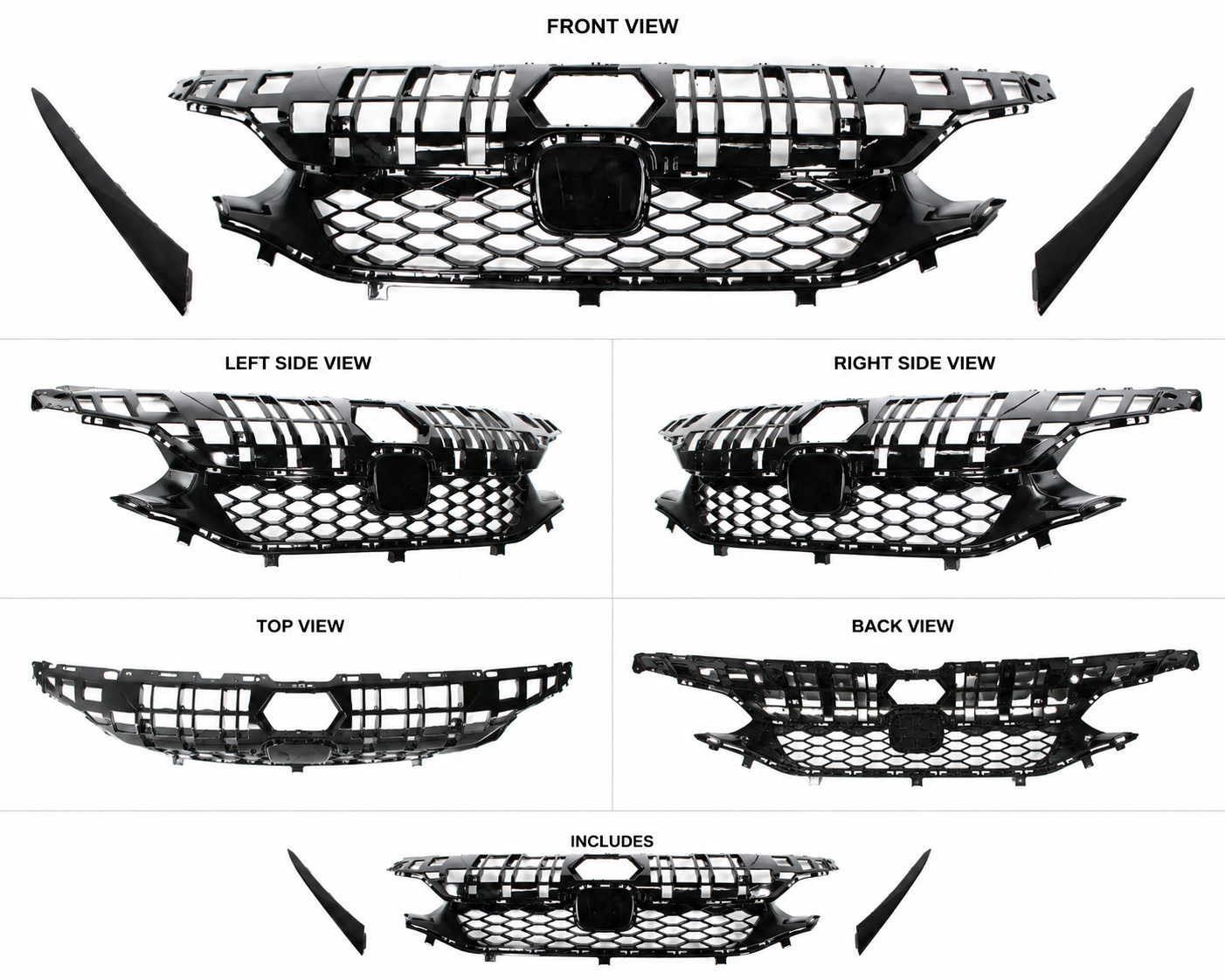 2022-2024 Honda Civic Hatchback Front Grille | All Trims | Except FL5 Type 2022-2024 Honda Civic Hatchback Front Grille | All Trims | Except FL5 Type