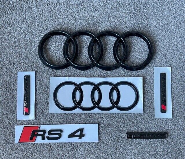New OE ST Audi RS4 Quattro Audi Sport Front Rear Rings Emblem Badge Y2013-2020