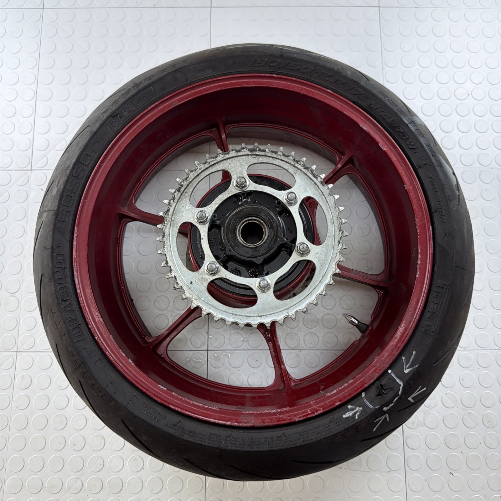 2017-2024 Suzuki GSXR 1000 OEM Rear Wheel Rim Tire RED 17-25 **Damaged Bent**