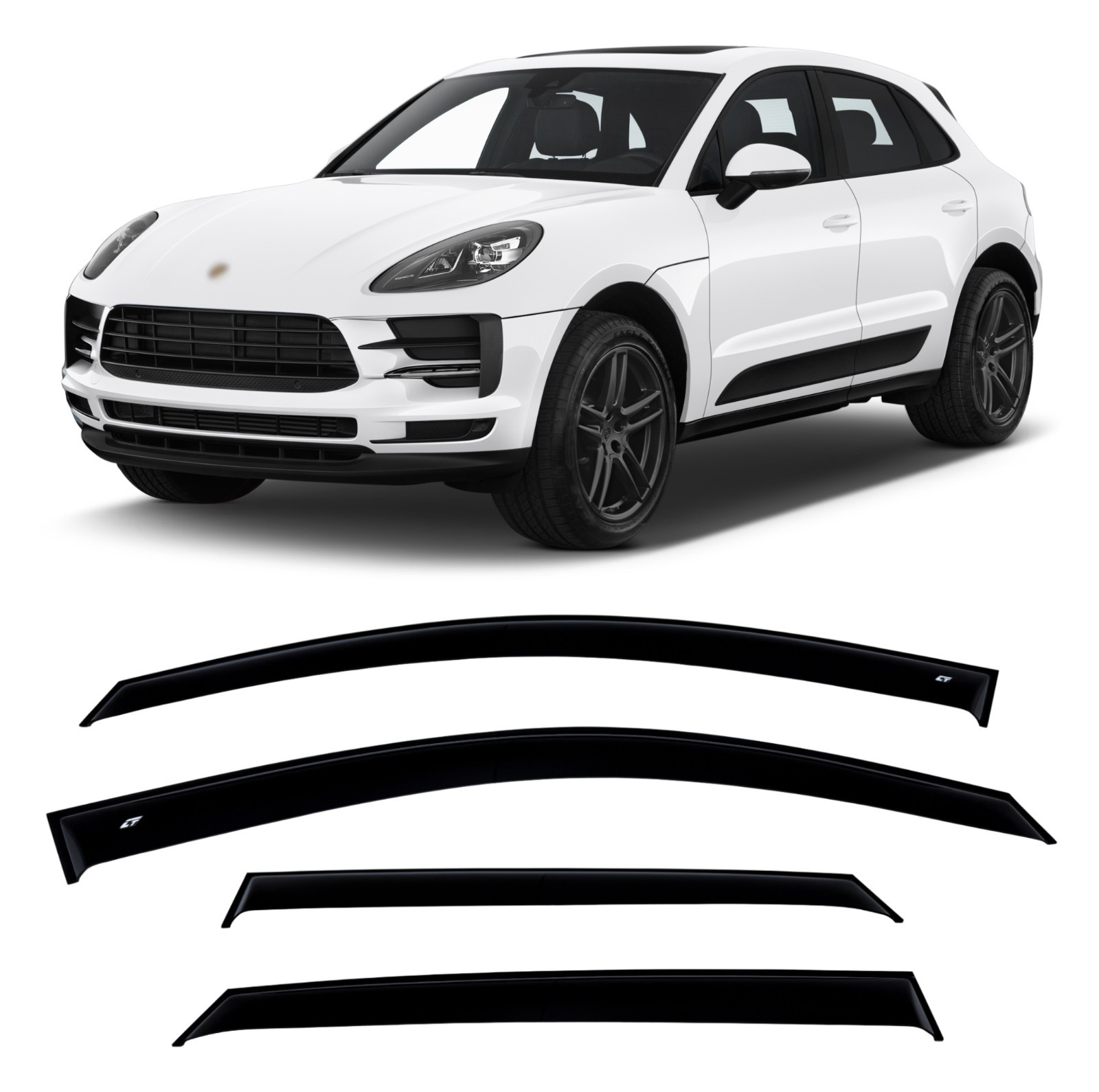 Tape-on Window Visors Rain Guards Fit Porsche Macan I 2014-2023 Wind Deflectors