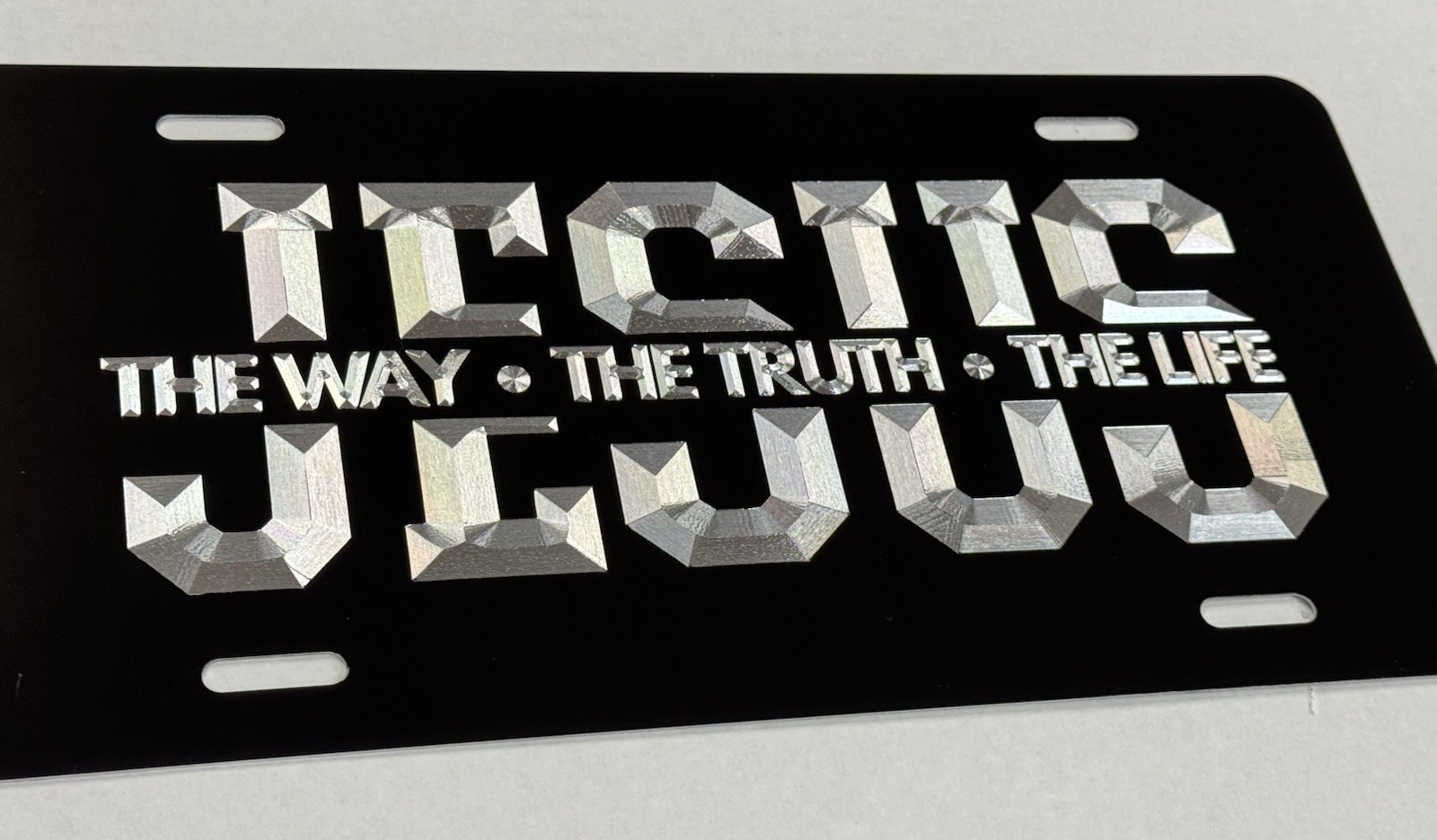 Jesus the Way Truth Life Christian Car Tag Diamond Etched Engraved License Plate