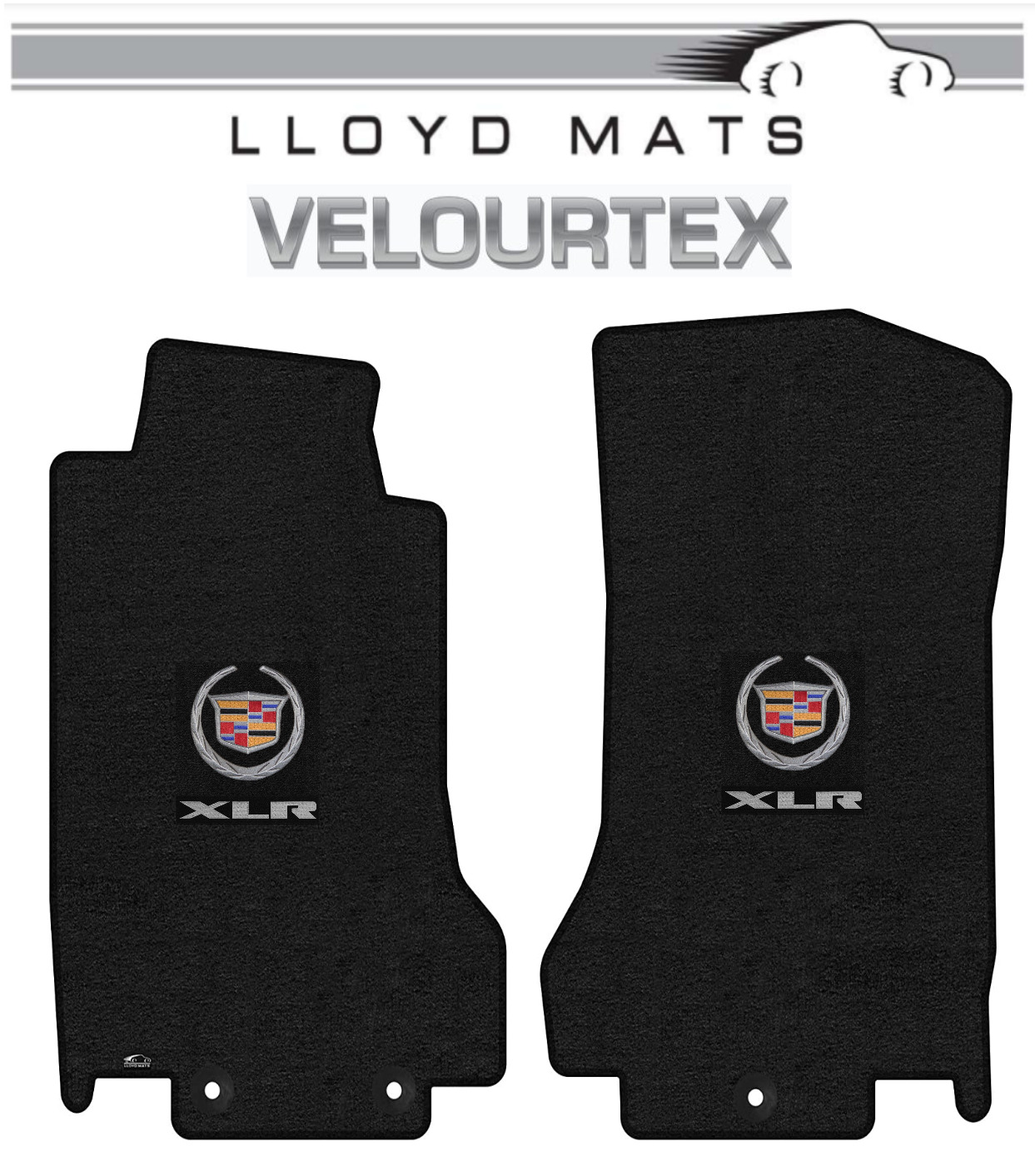 2004-2008 Cadillac XLR Black Lloyd Velourtex Floor Mats Crest XLR Double Logo